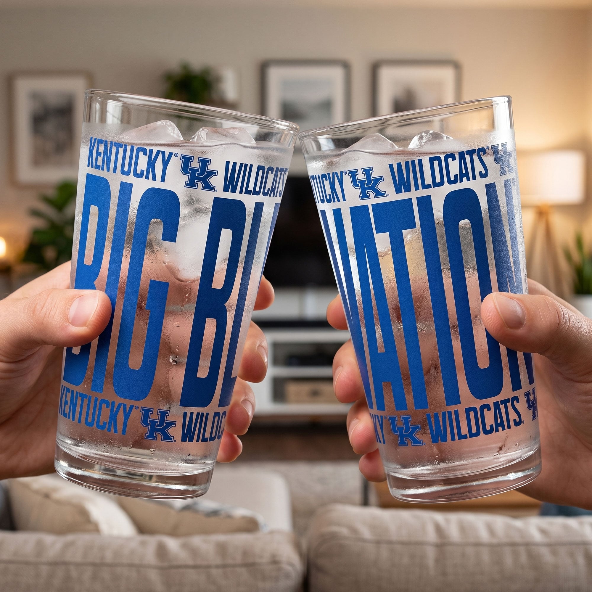Ensemble de 2 verres à bière surélevés Indigo Falls Kentucky Wildcats
