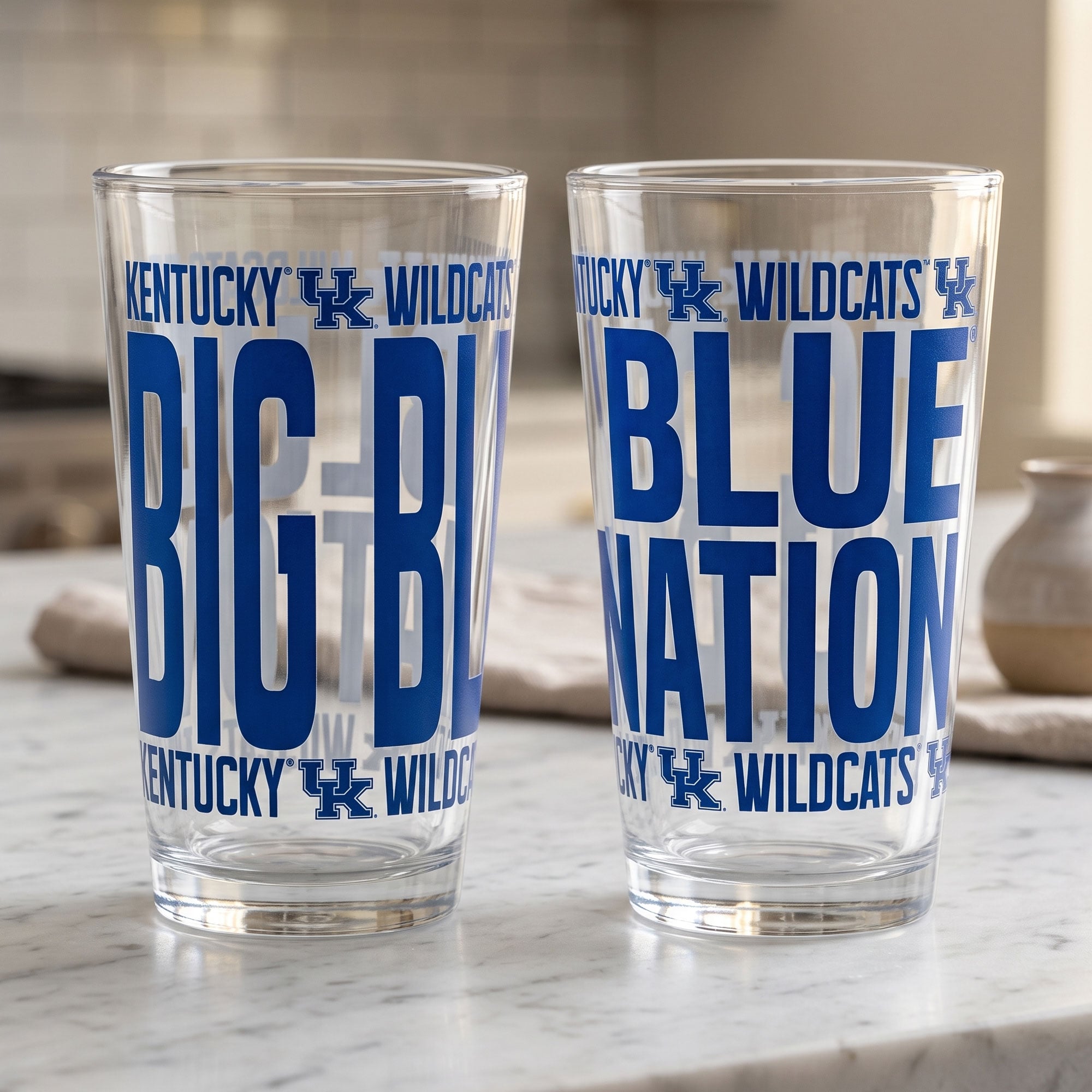 Ensemble de 2 verres à bière surélevés Indigo Falls Kentucky Wildcats