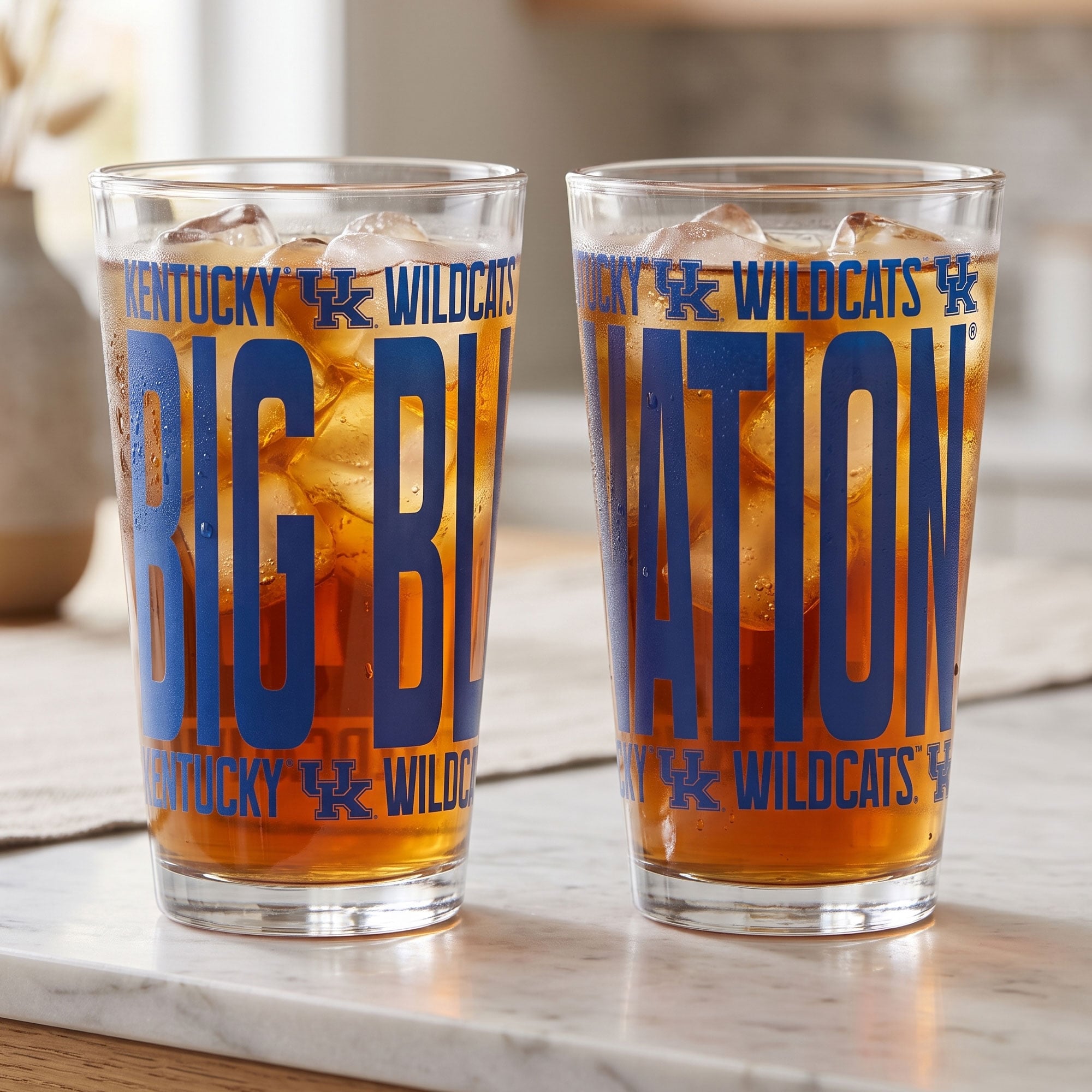 Ensemble de 2 verres à bière surélevés Indigo Falls Kentucky Wildcats