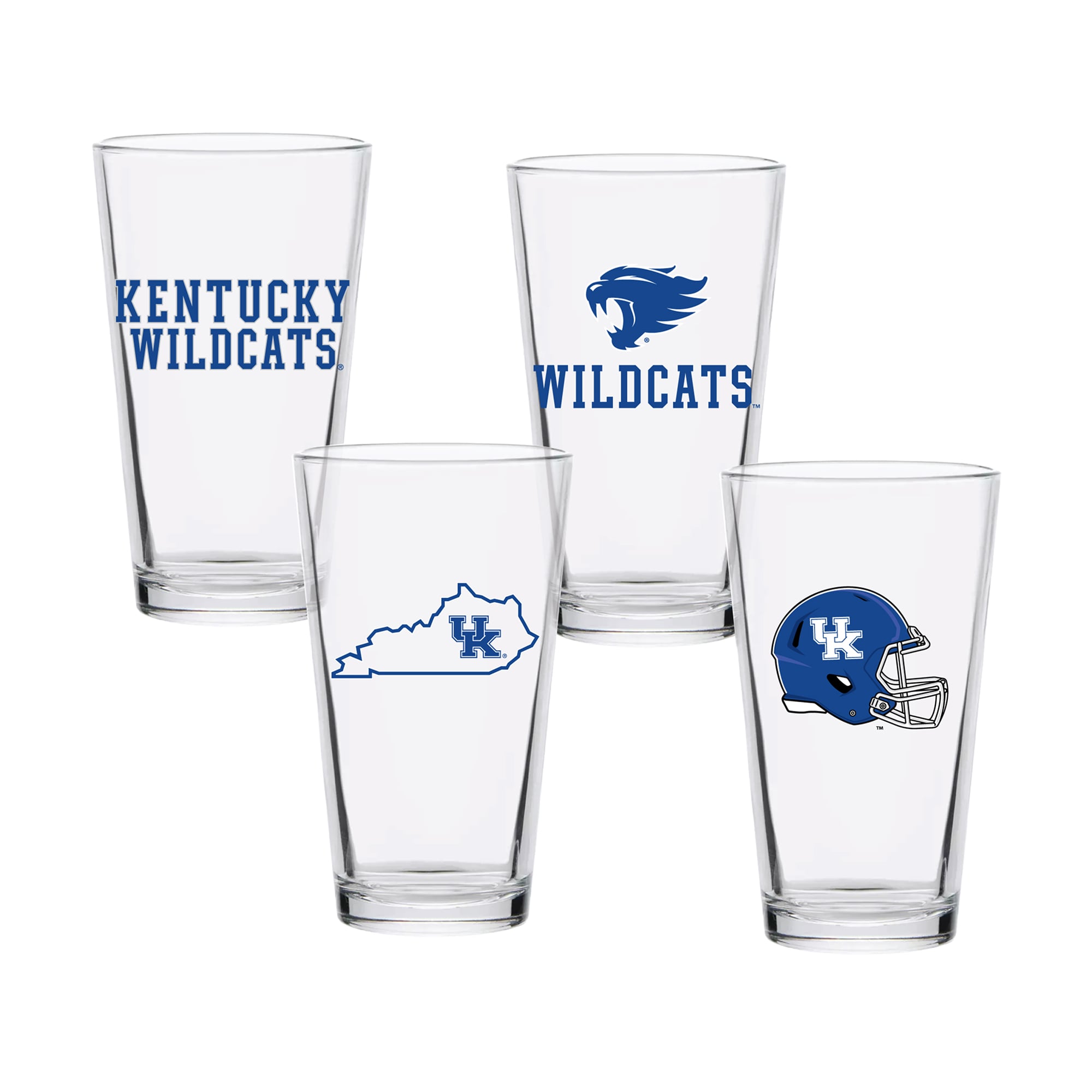 Ensemble de quatre verres à bière de collection Kentucky Wildcats de 473 ml (16 oz).