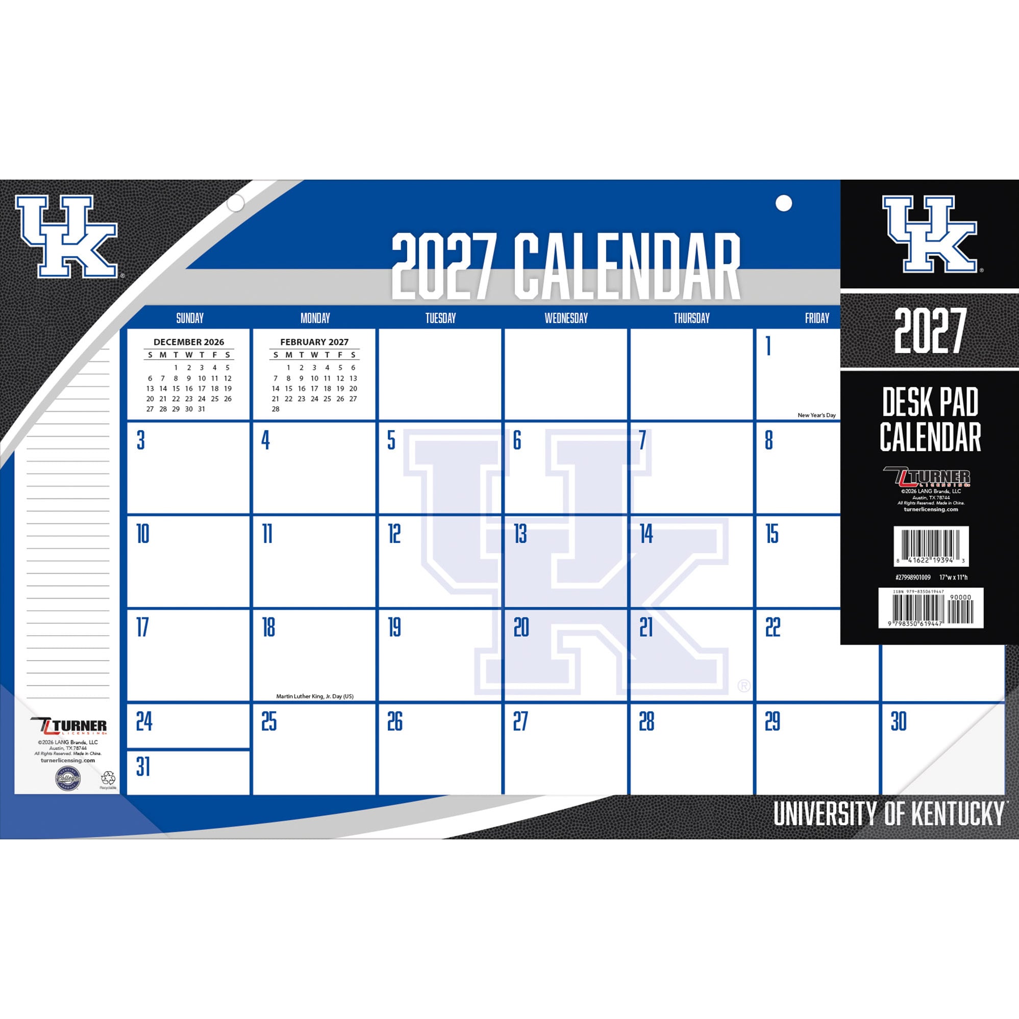 Kentucky Wildcats 17" x 11" Desk Pad Calendar