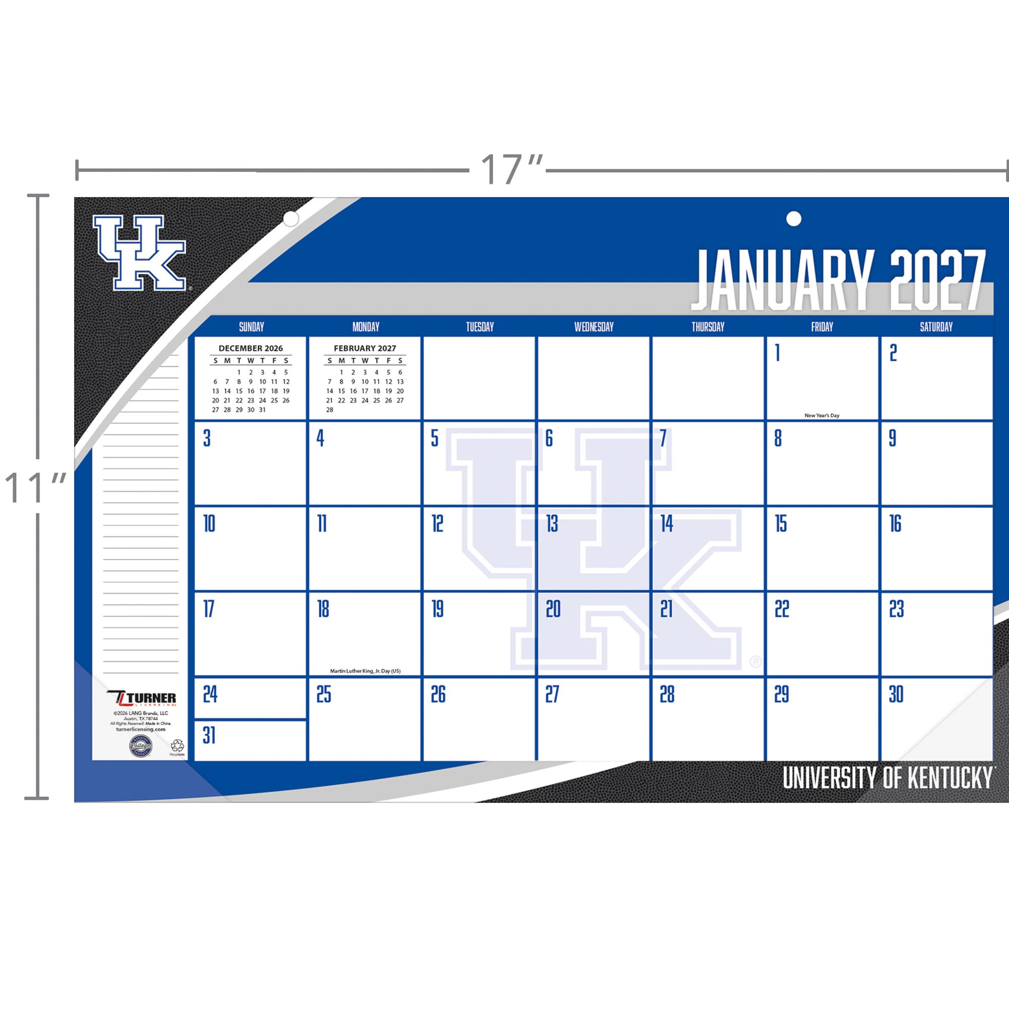 Kentucky Wildcats 17" x 11" Desk Pad Calendar