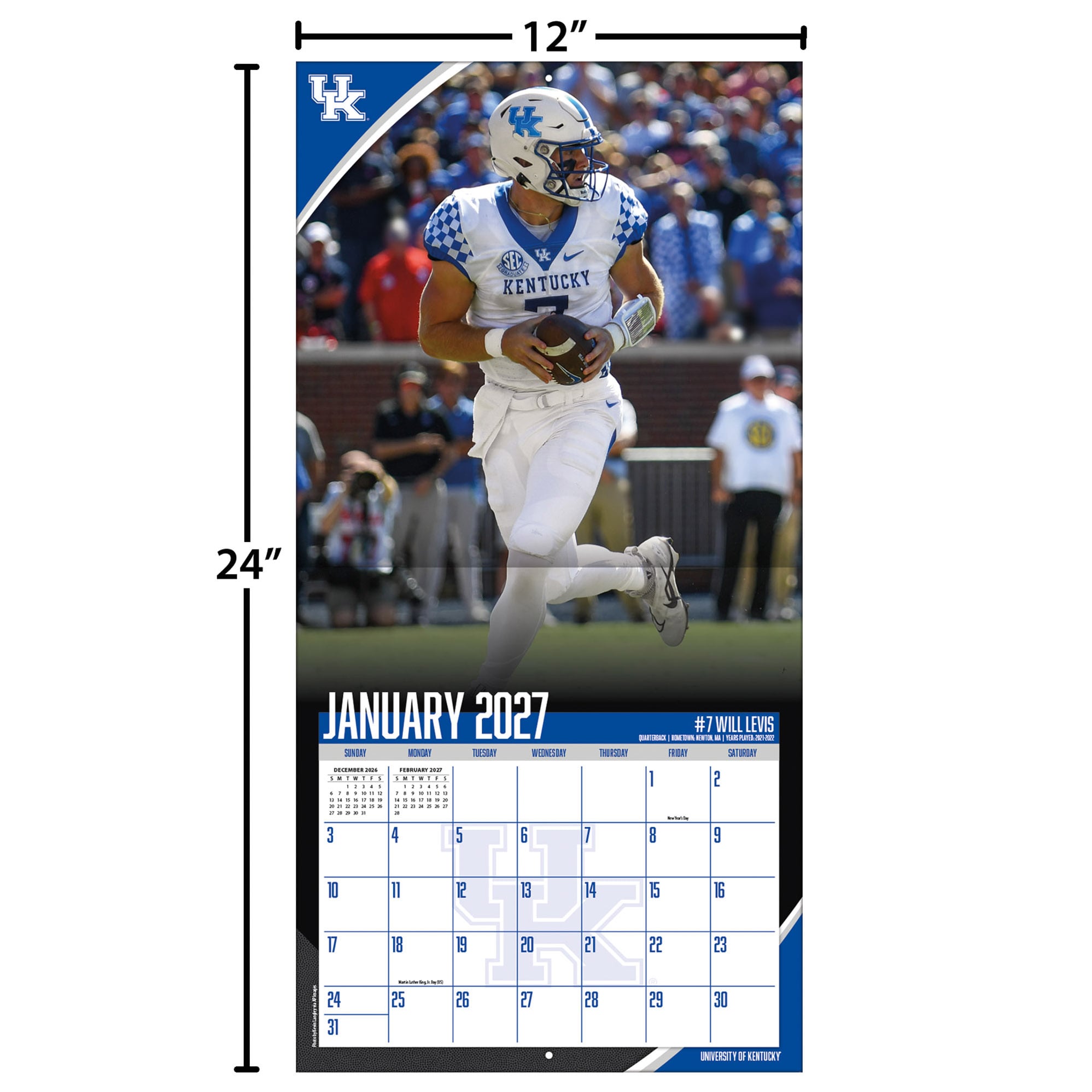 Kentucky Wildcats 2027 12” x 12” Team Wall Calendar
