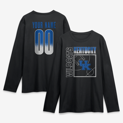 Kentucky Wildcats  Home Court Pop Personalized Any Name & Number Long Sleeve T-Shirt - Black