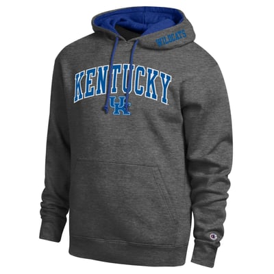 Kentucky Wildcats Champion Arch Tackle Twill Hoodie - Charcoal