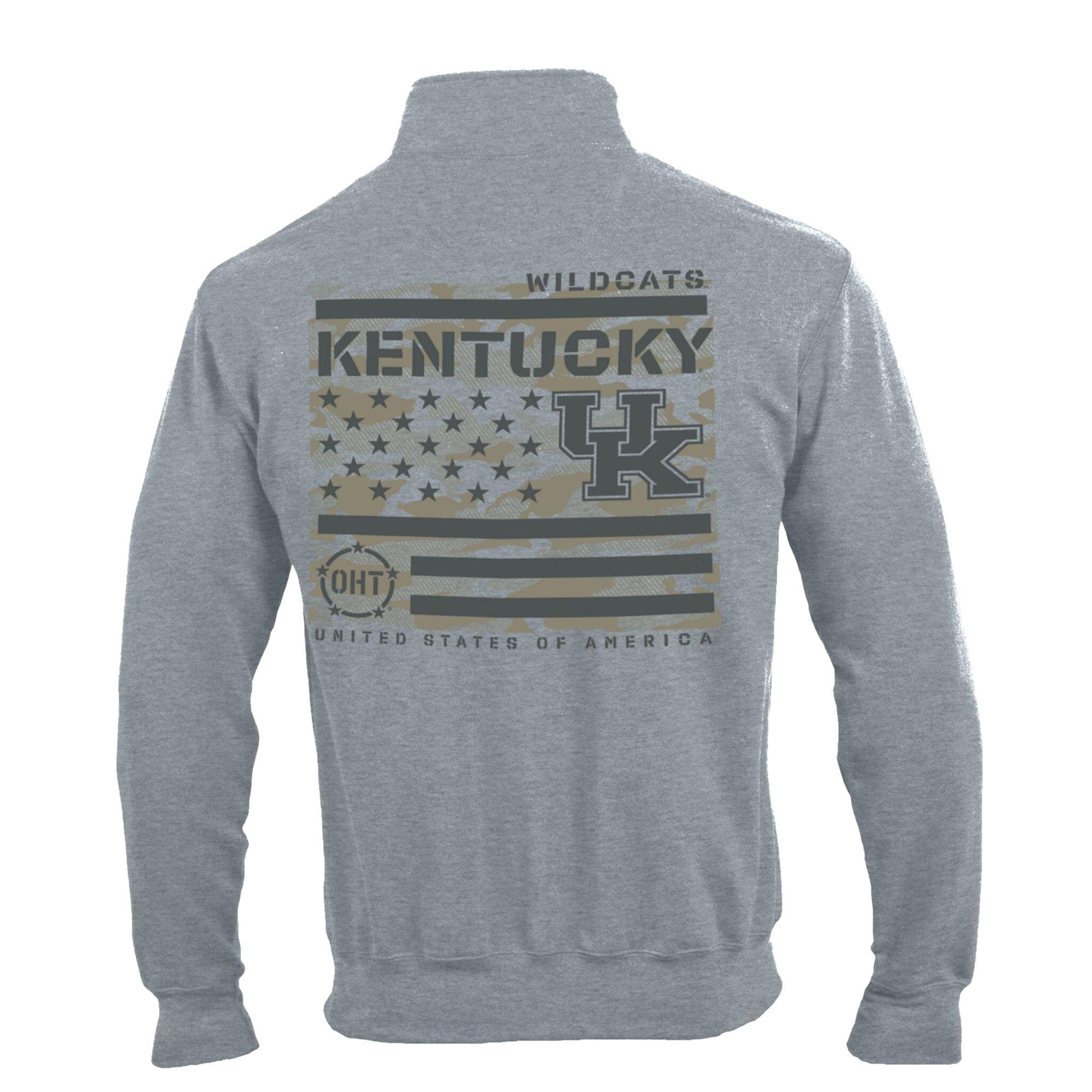 Pull-over à col zippé Champion Gray Kentucky Wildcats Operation Hat Trick Flag en polaire Powerblend pour homme