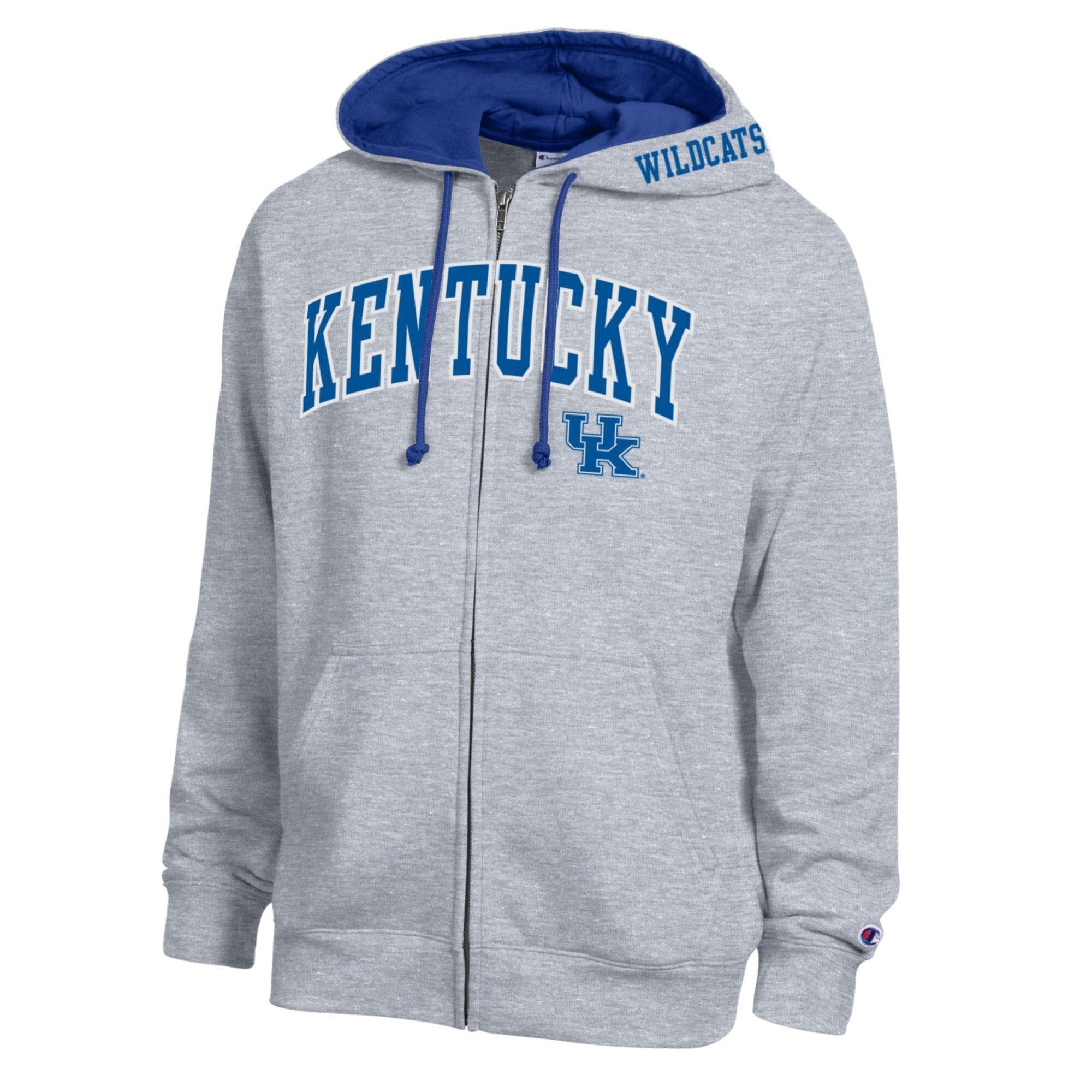 Sweat à capuche zippé en polaire Champion blanc Kentucky Wildcats Arch Logo pour homme