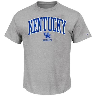  Kentucky Wildcats Champion Champion Big & Tall Team Arch Over Wordmark T-Shirt - Heather Gray