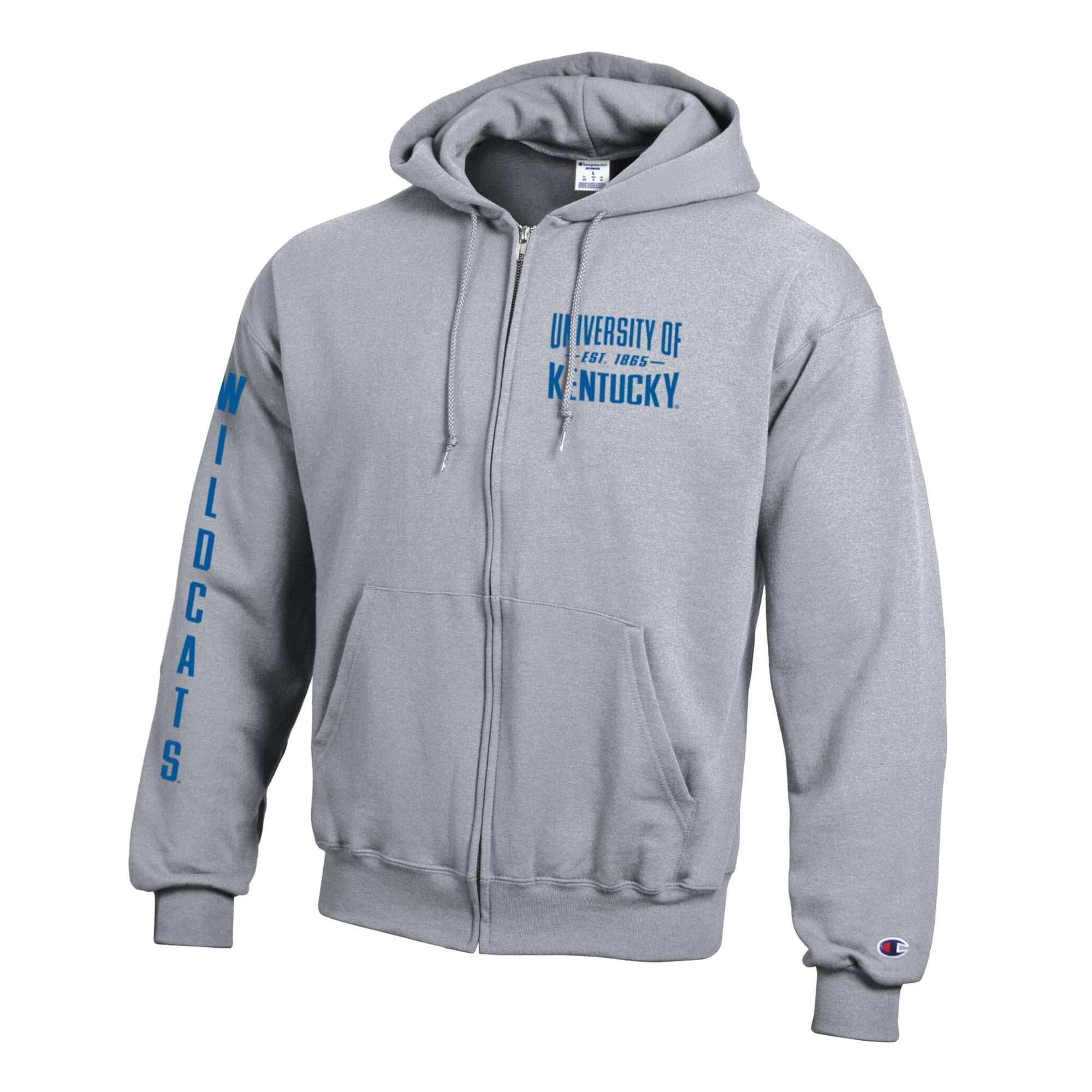 Men's Champion Heather Gray Kentucky Wildcats Varsity Powerblend Full-Zip Fleece Hoodie