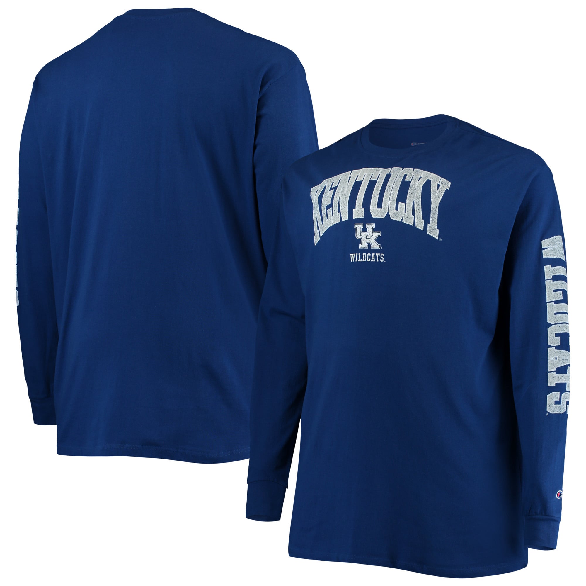 Men's Champion Royal Kentucky Wildcats Big & Tall 2-Hit Long Sleeve T-Shirt