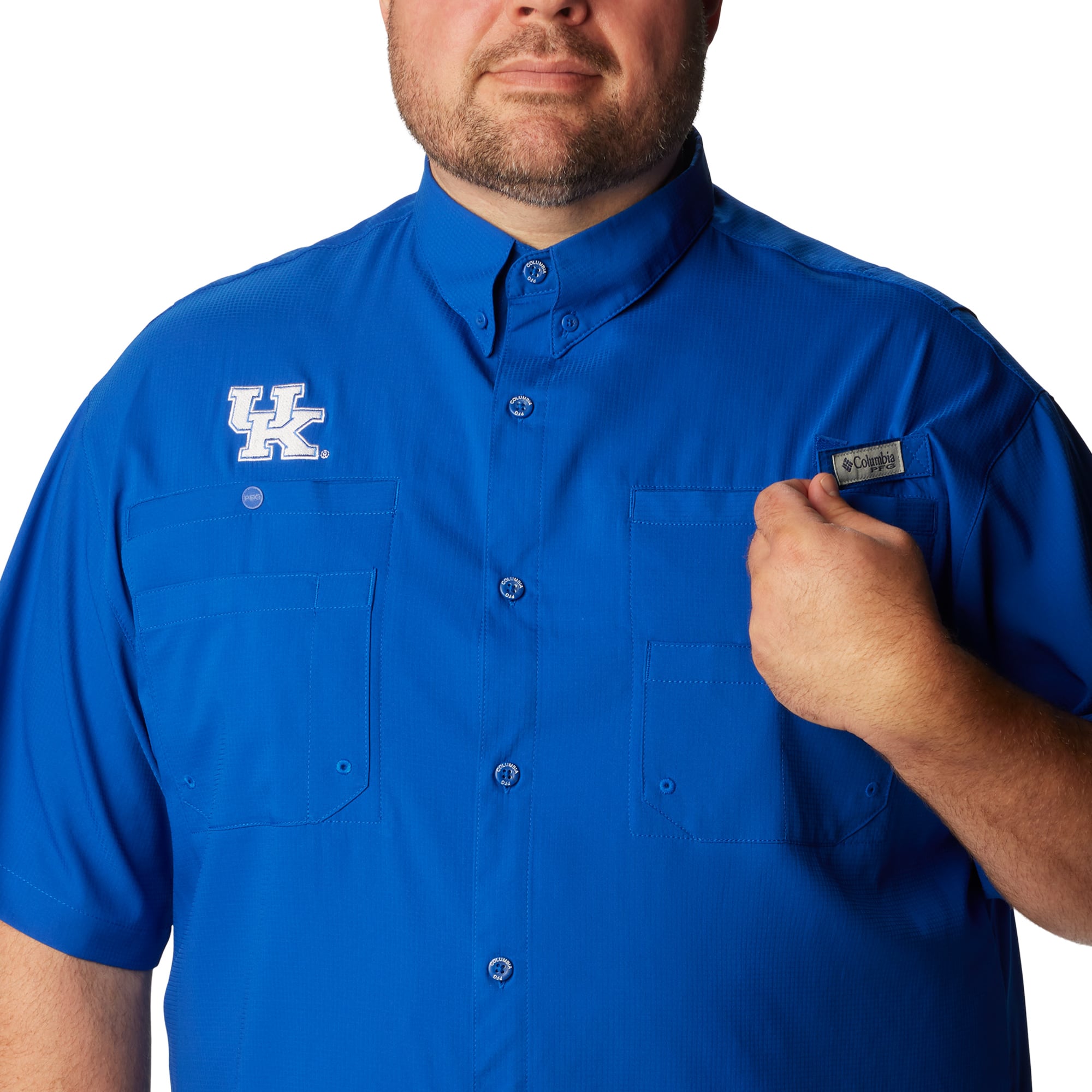 Men's Columbia Royal Kentucky Wildcats Tamiami Omni-Shade Button-Down Shirt