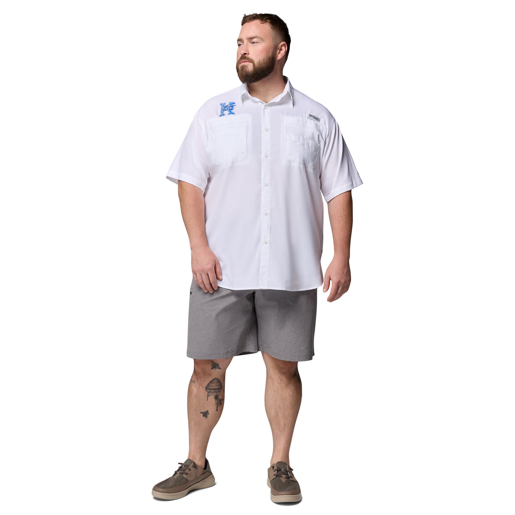 Chemise boutonnée Columbia blanche Kentucky Wildcats pour homme, grande taille, Tamiami Omni-Shade