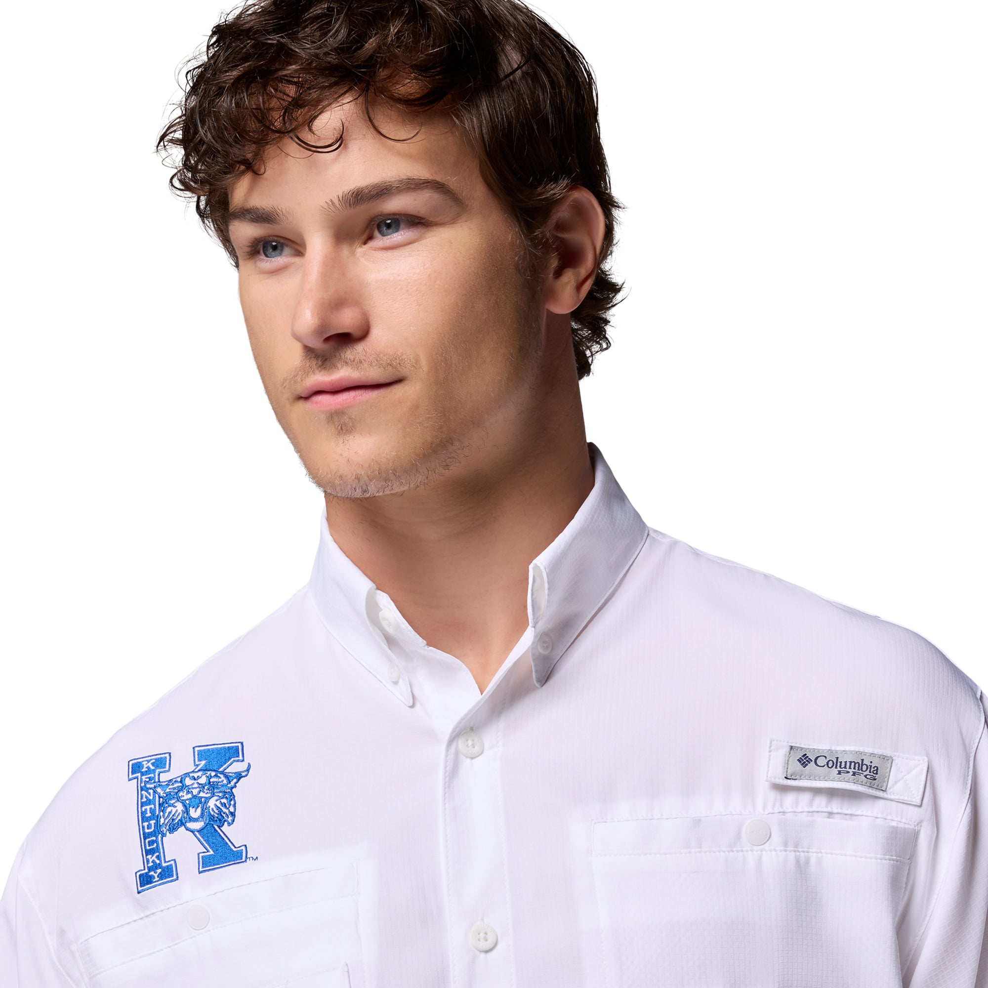Chemise boutonnée Columbia blanche Kentucky Wildcats Tamiami Omni-Shade pour homme
