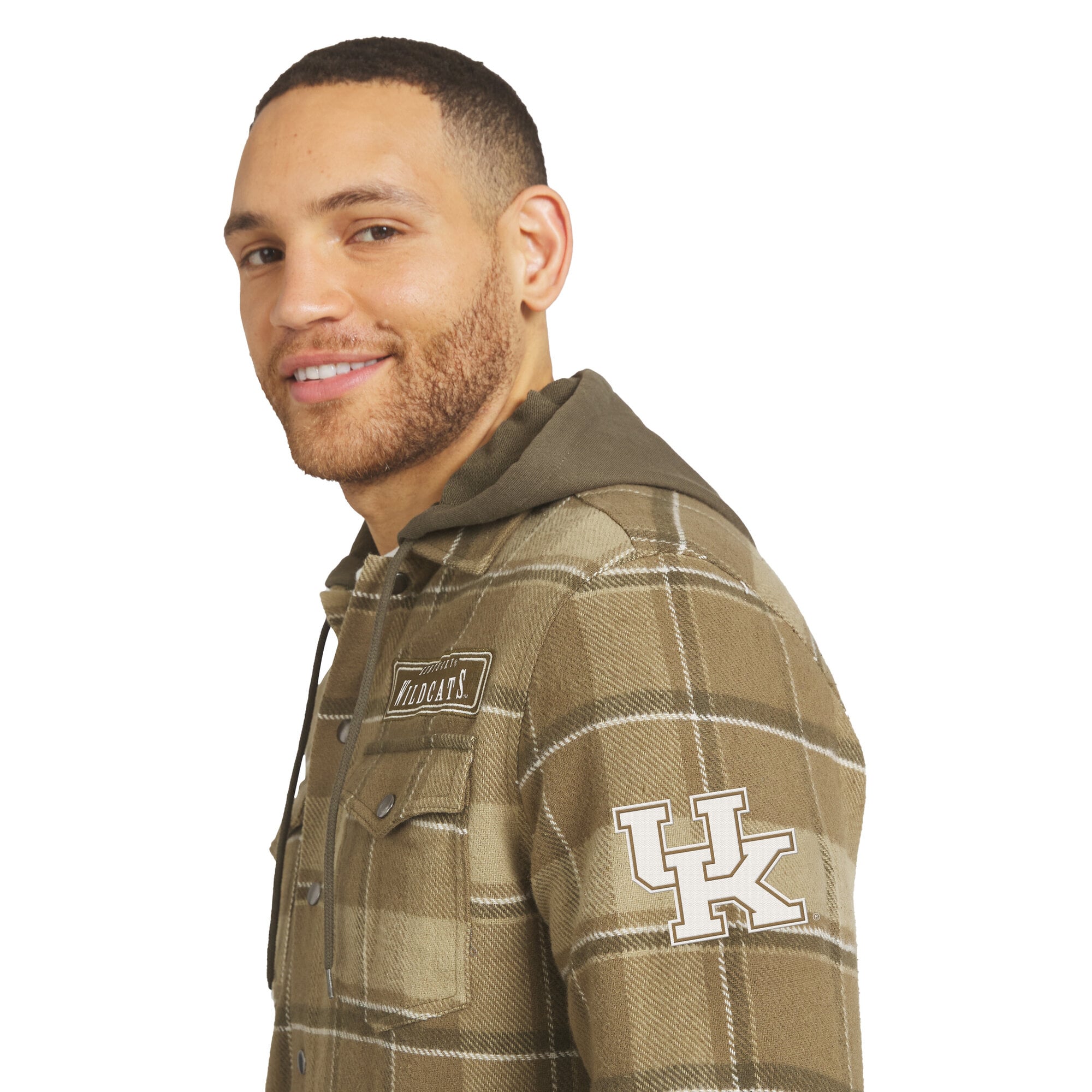 Men's Darius Rucker Collection by Fanatics Brown/Olive Kentucky Wildcats Woven Hooded Full-Snap Shacket