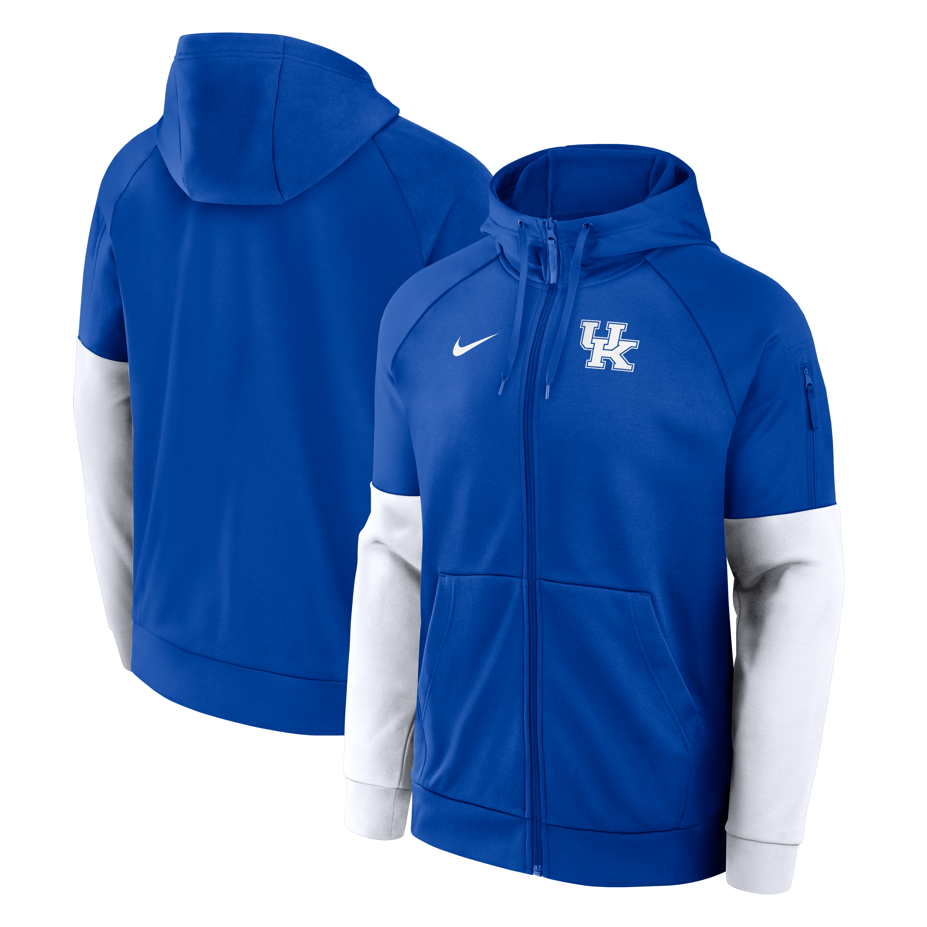 Sweat à capuche zippé Nike Royal Kentucky Wildcats Primetime Primary Logo Therma-FIT Raglan pour homme