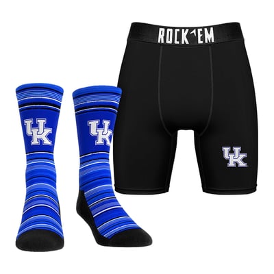  Kentucky Wildcats Rock Em Primary Crew Socks & Boxer Briefs Combo Pack