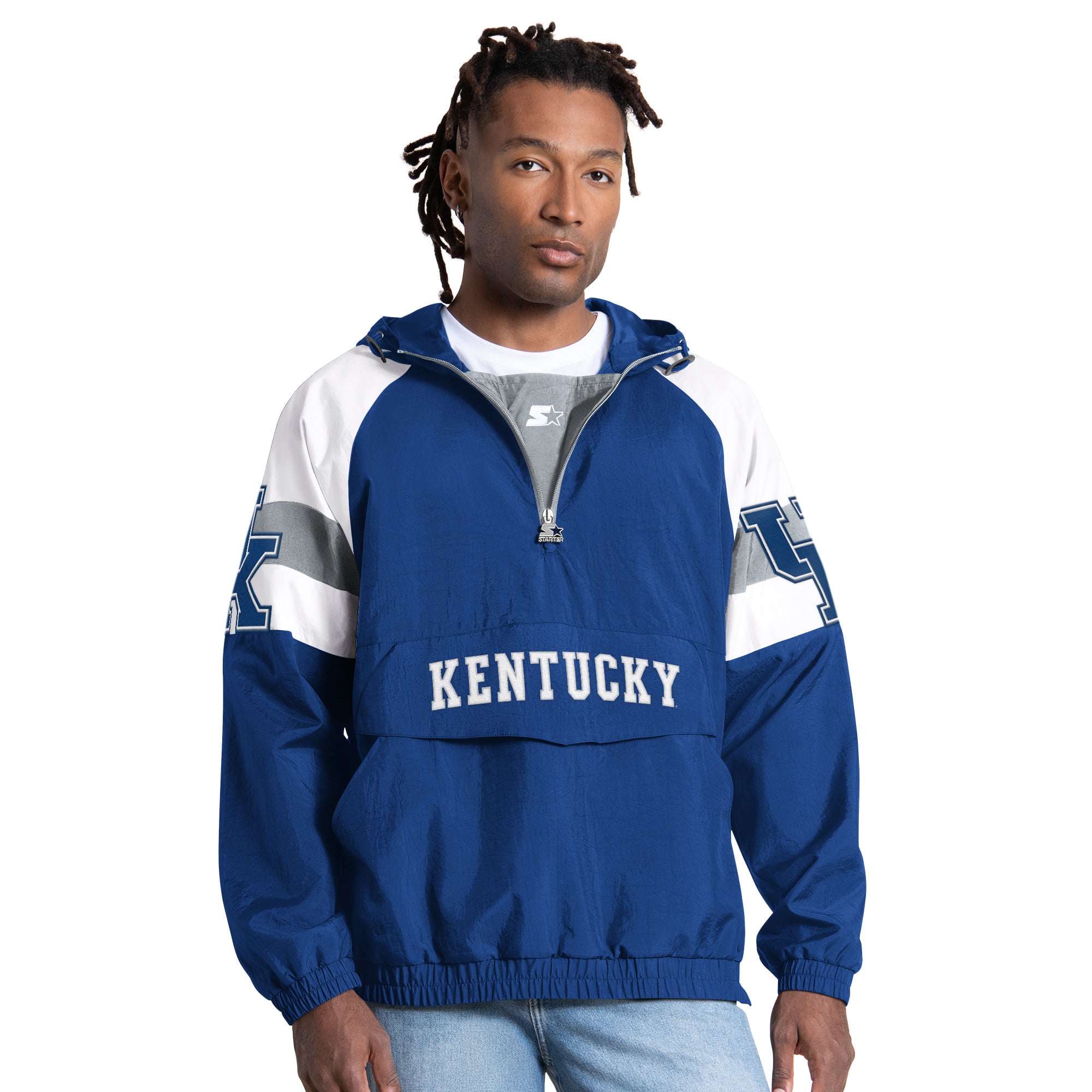 Men's Starter Royal Kentucky Wildcats Street Cut Half-Zip Jacket