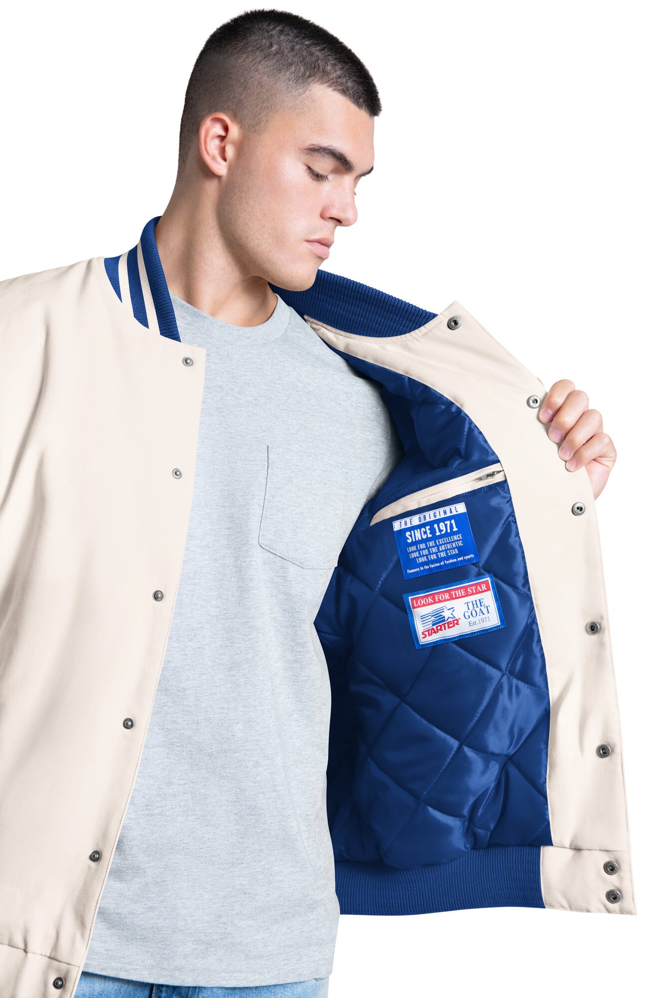 Men's Starter White Kentucky Wildcats Spectator Varsity Full Snap Jacket