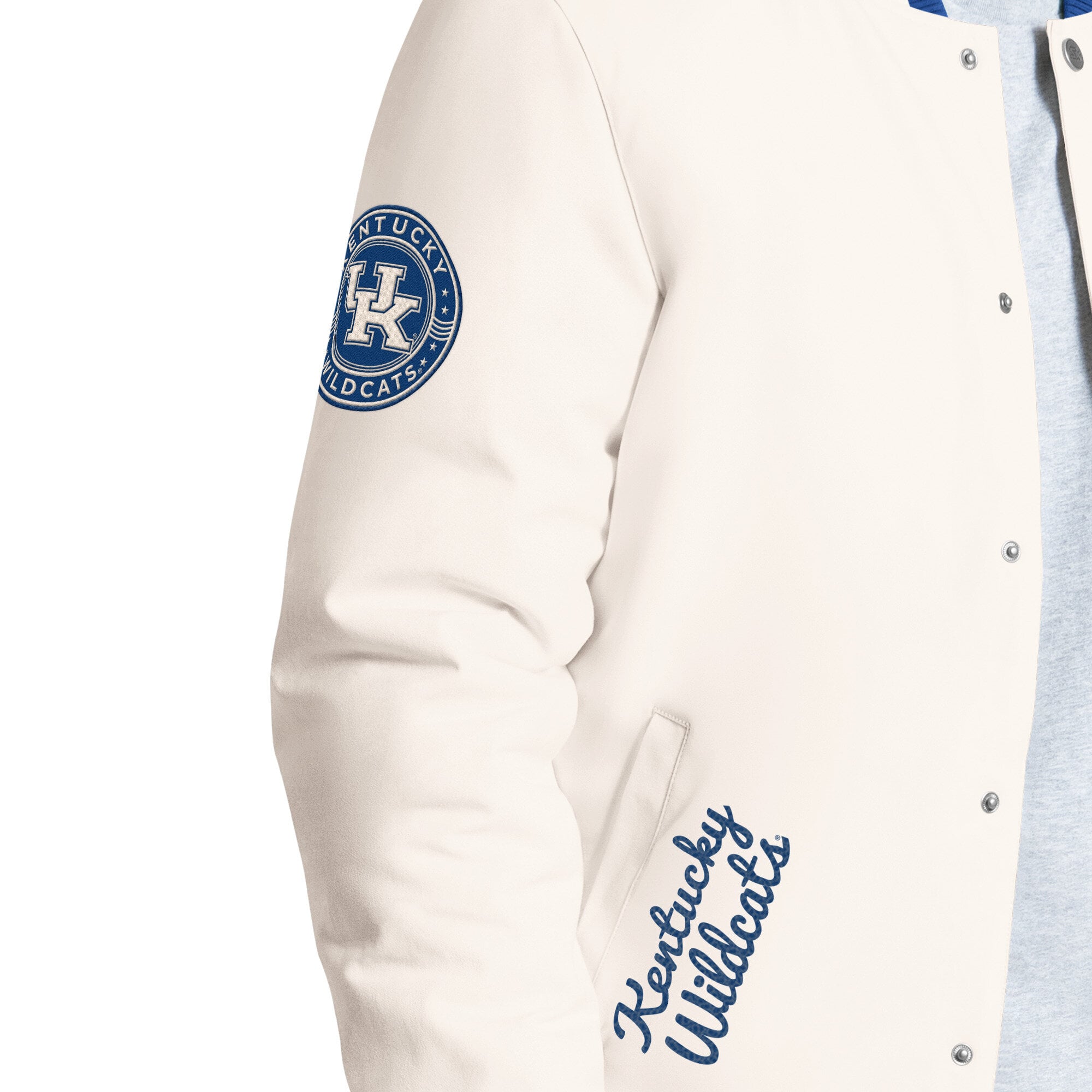 Men's Starter White Kentucky Wildcats Spectator Varsity Full Snap Jacket