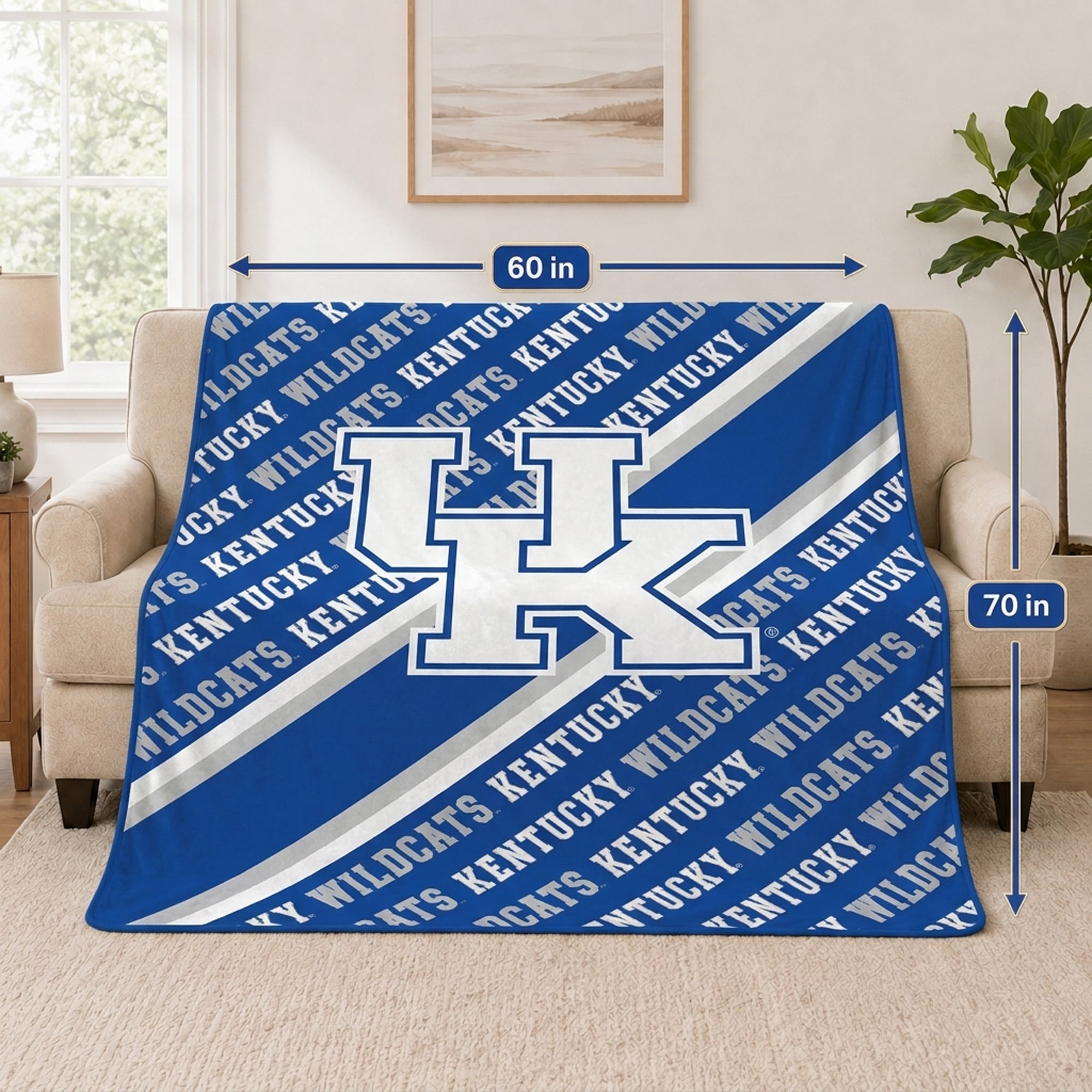 Couverture ultra douce Pegasus Kentucky Wildcats 60" x 70" (diagonale) avec logo doublé