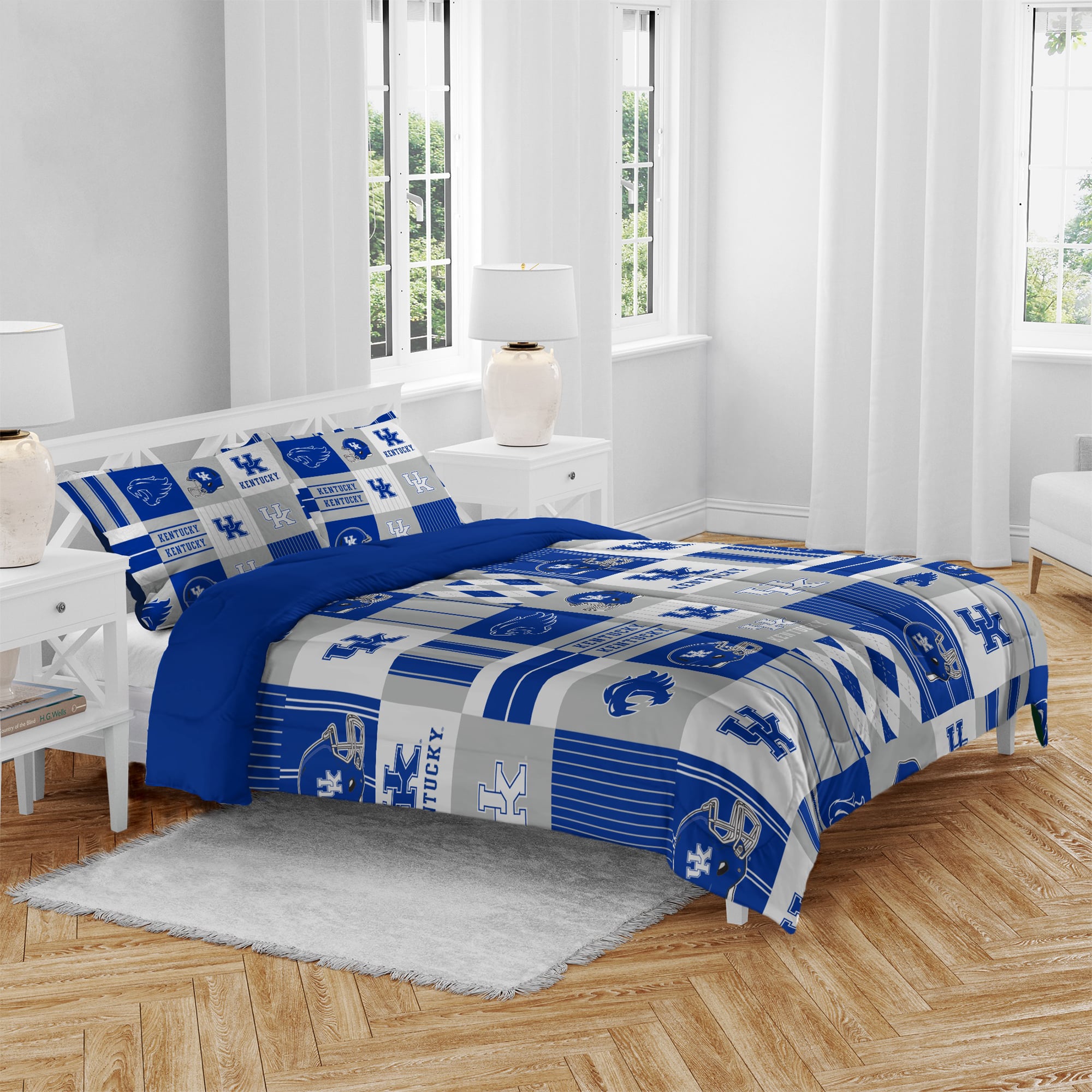 Ensemble de literie trois pièces à carreaux patchwork Pegasus Kentucky Wildcats, format grand/queen.