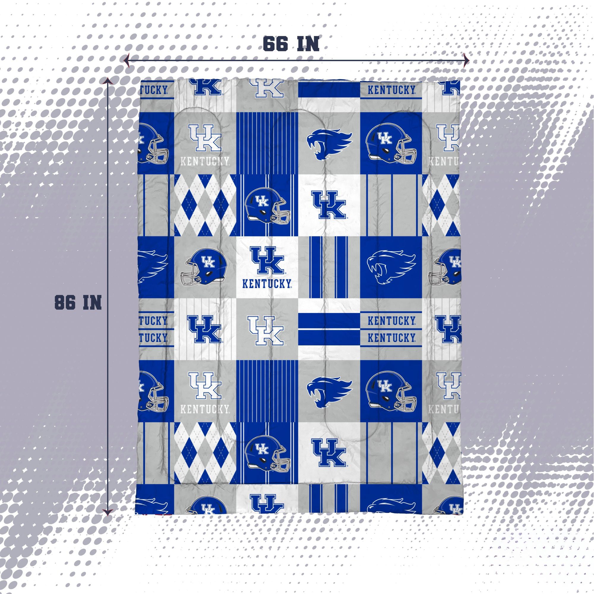 Ensemble de literie deux pièces Pegasus Kentucky Wildcats Patchwork Plaid pour lit simple/simple XL