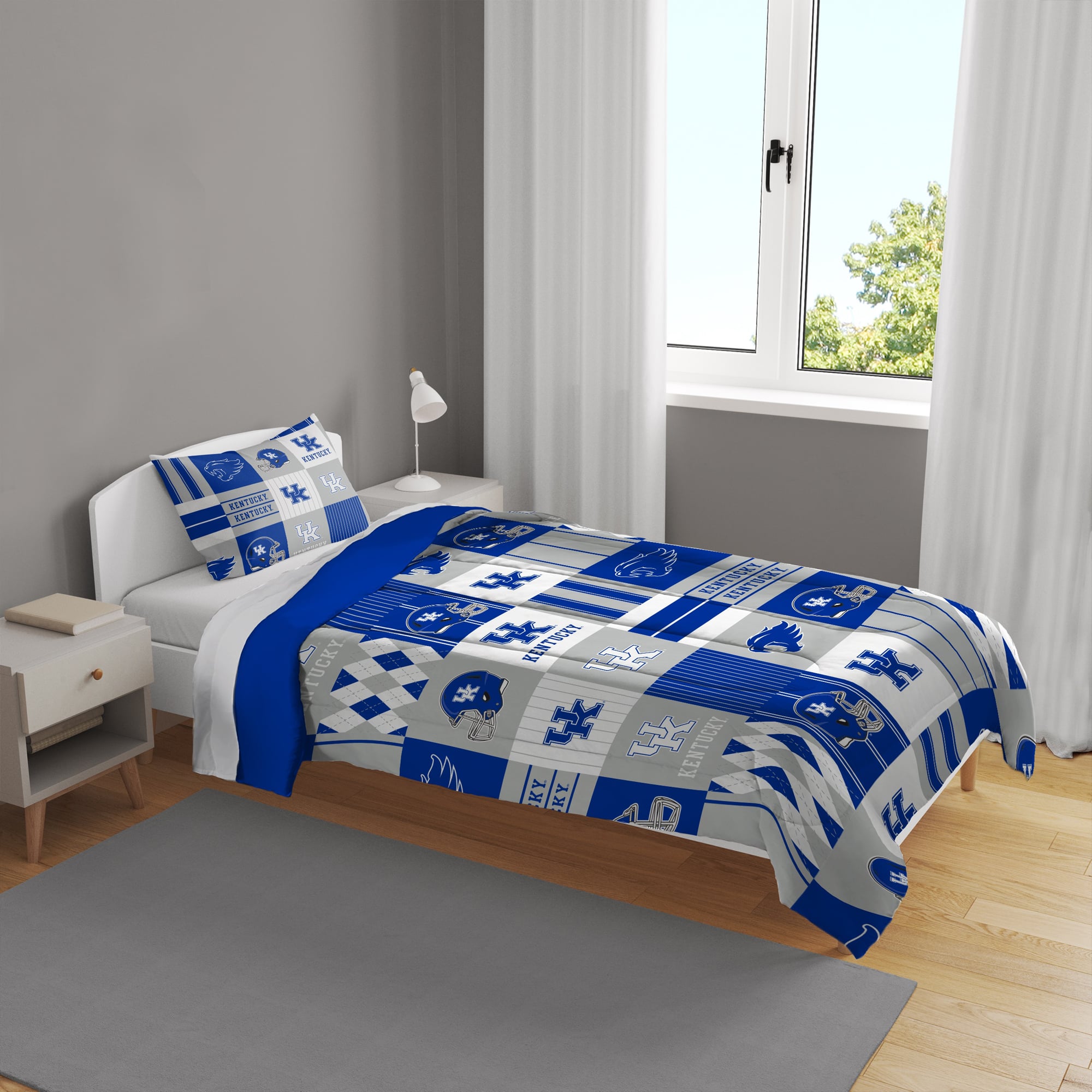 Ensemble de literie deux pièces Pegasus Kentucky Wildcats Patchwork Plaid pour lit simple/simple XL