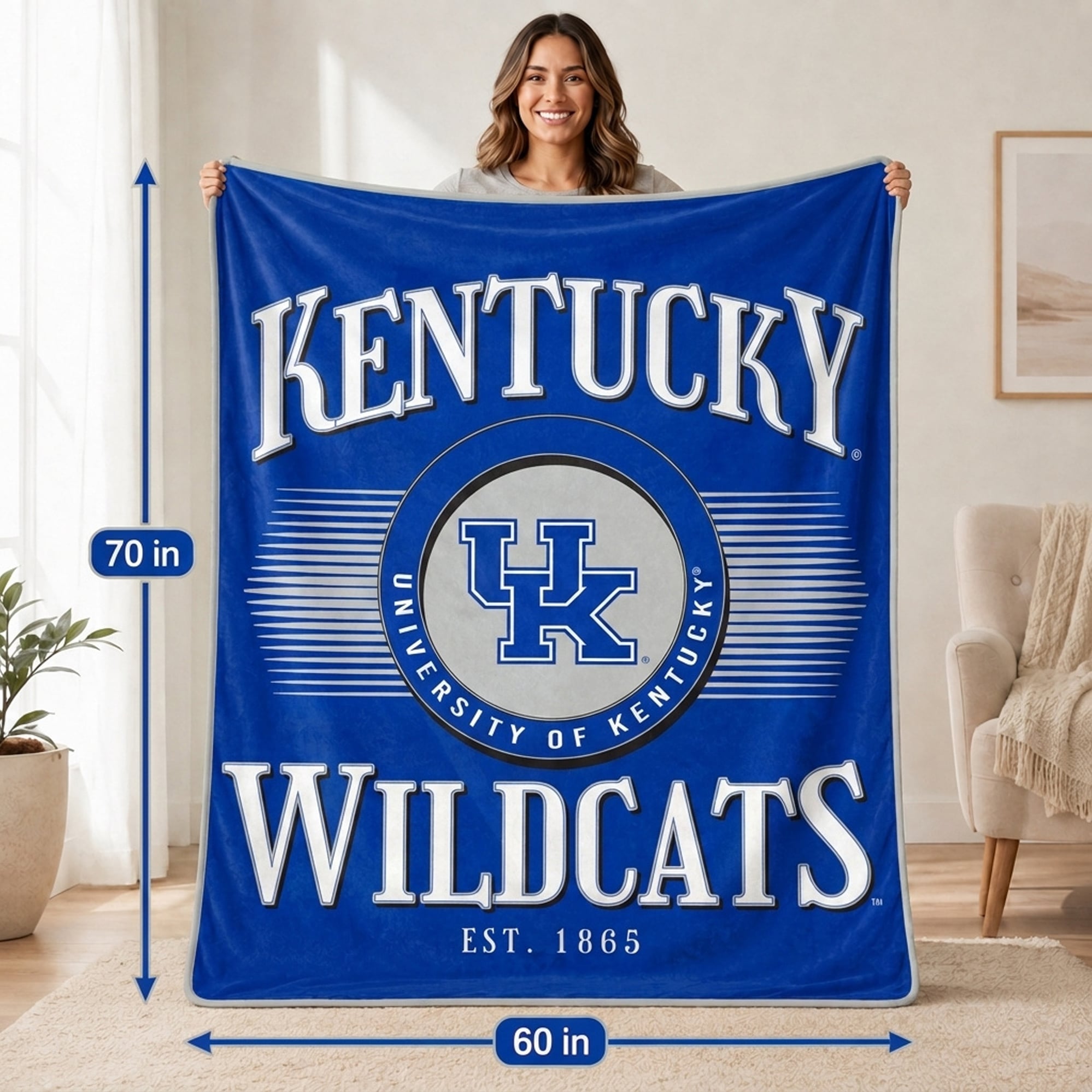 Pegasus Kentucky Wildcats Spotlight Arch 60" x 70" Ultra Soft Throw Blanket