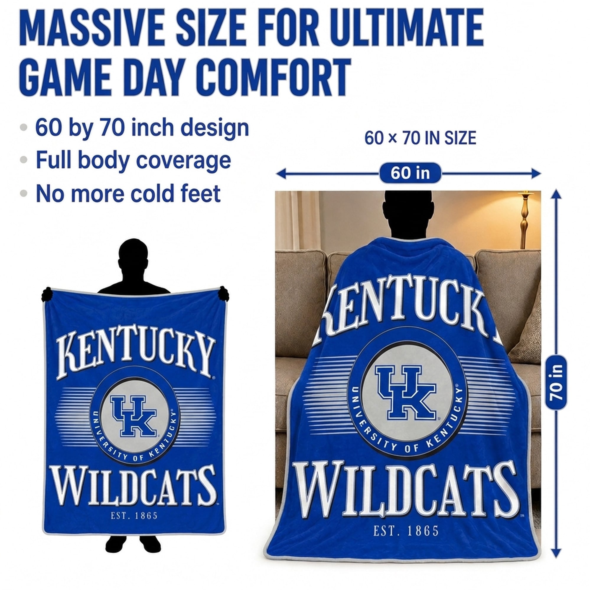 Pegasus Kentucky Wildcats Spotlight Arch 60" x 70" Ultra Soft Throw Blanket