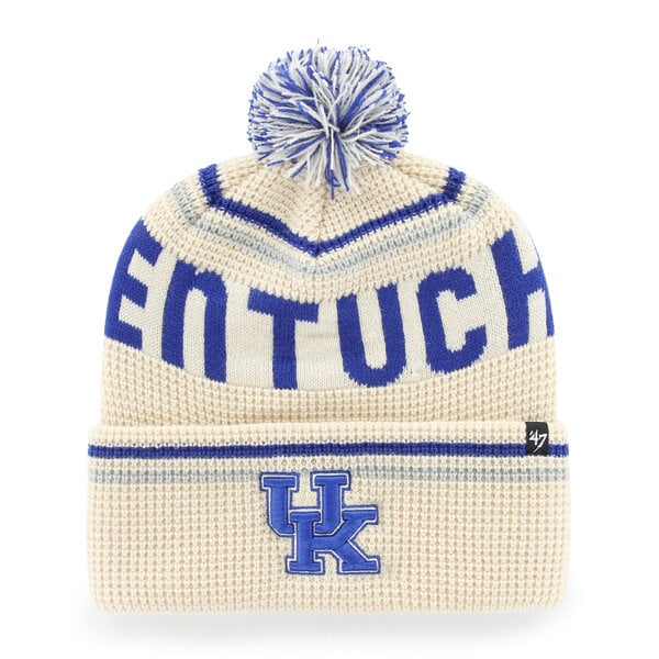 Bonnet unisexe '47 crème Kentucky Wildcats en maille gaufrée à revers avec pompon