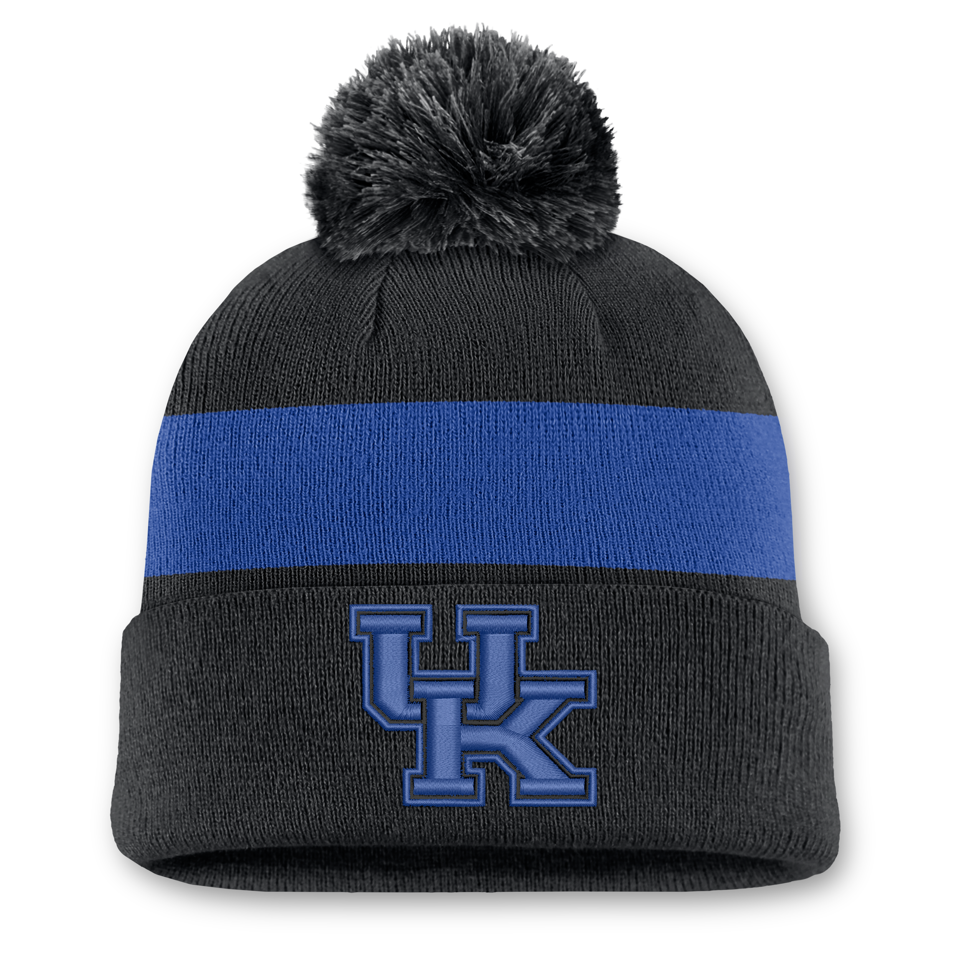 Bonnet unisexe Nike noir Kentucky Wildcats Primetime Stripe à revers et pompon