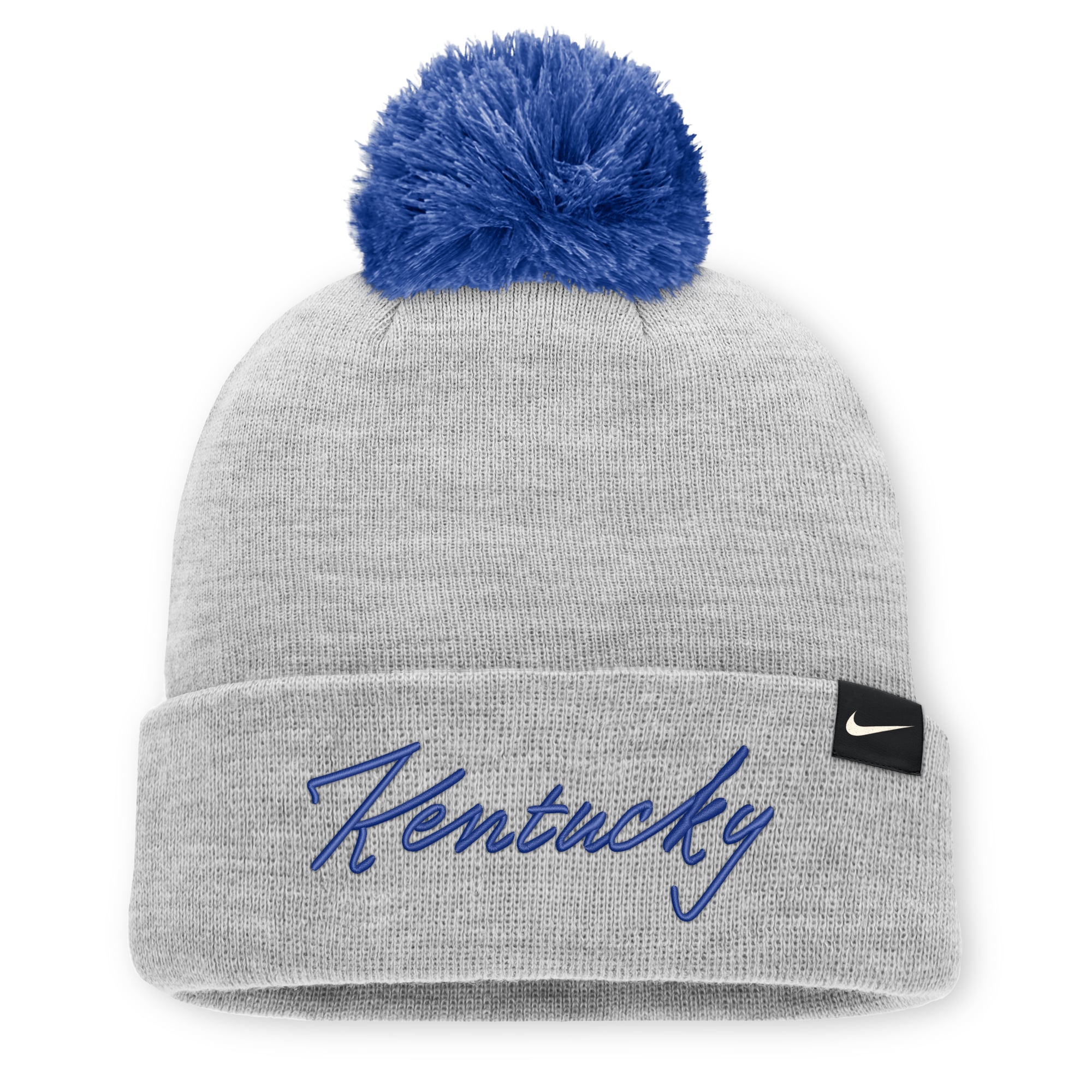 Bonnet unisexe Nike gris chiné Kentucky Wildcats Primetime Script à revers et pompon