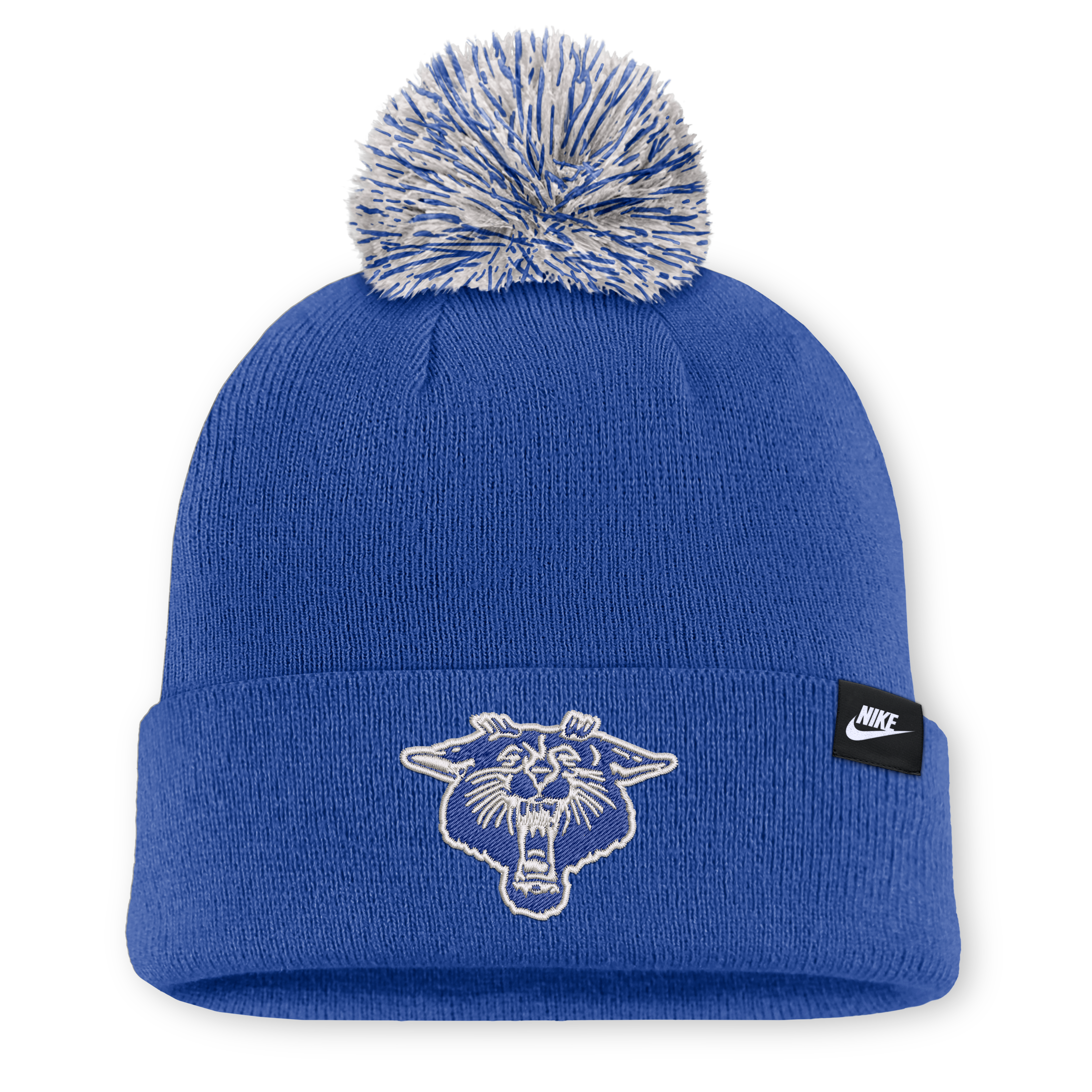 Bonnet unisexe Nike blanc à pompon avec logo des Kentucky Wildcats et lettre.