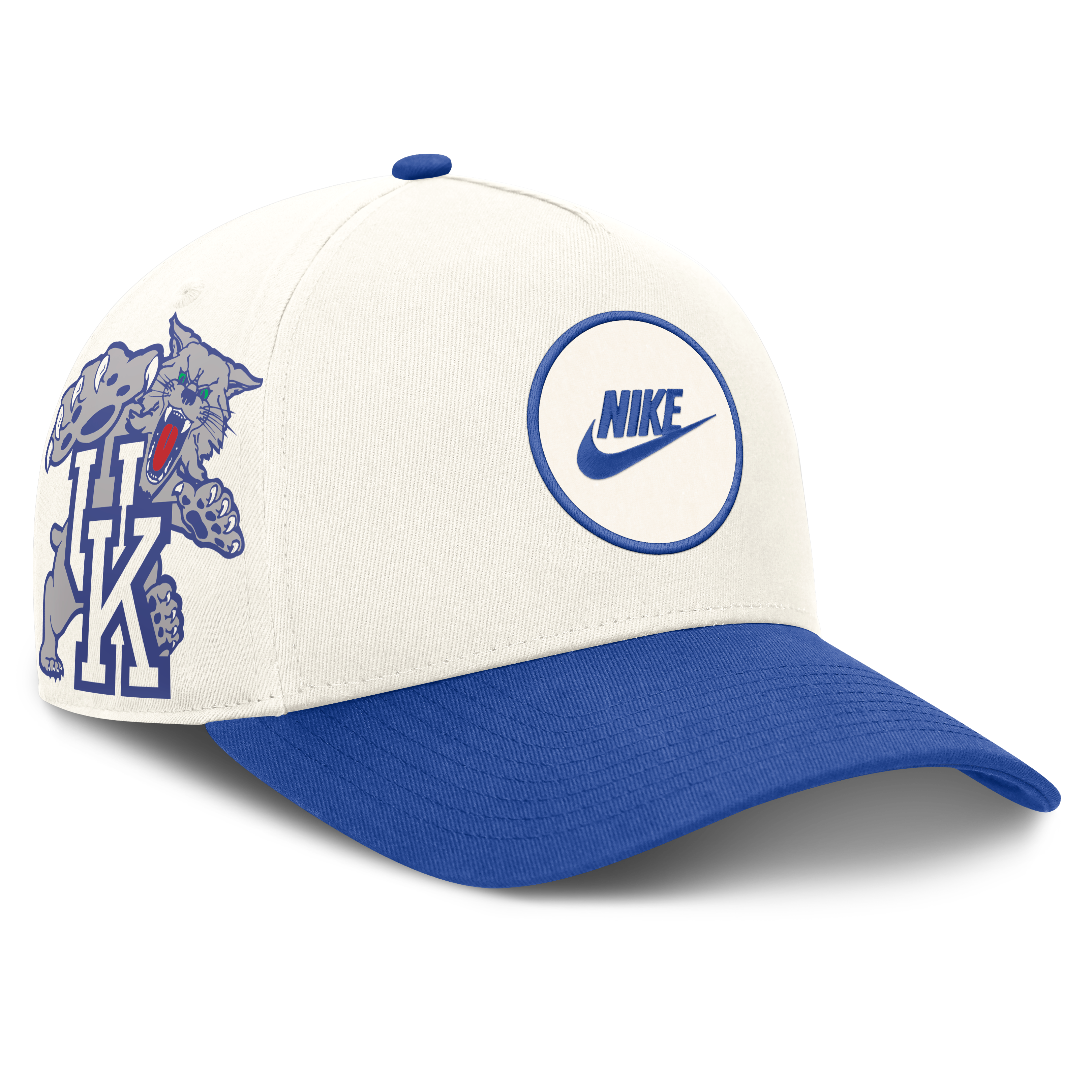 Unisex Nike White/Royal Kentucky Wildcats Rise Side Logo A-Frame Dri-FIT Adjustable Hat