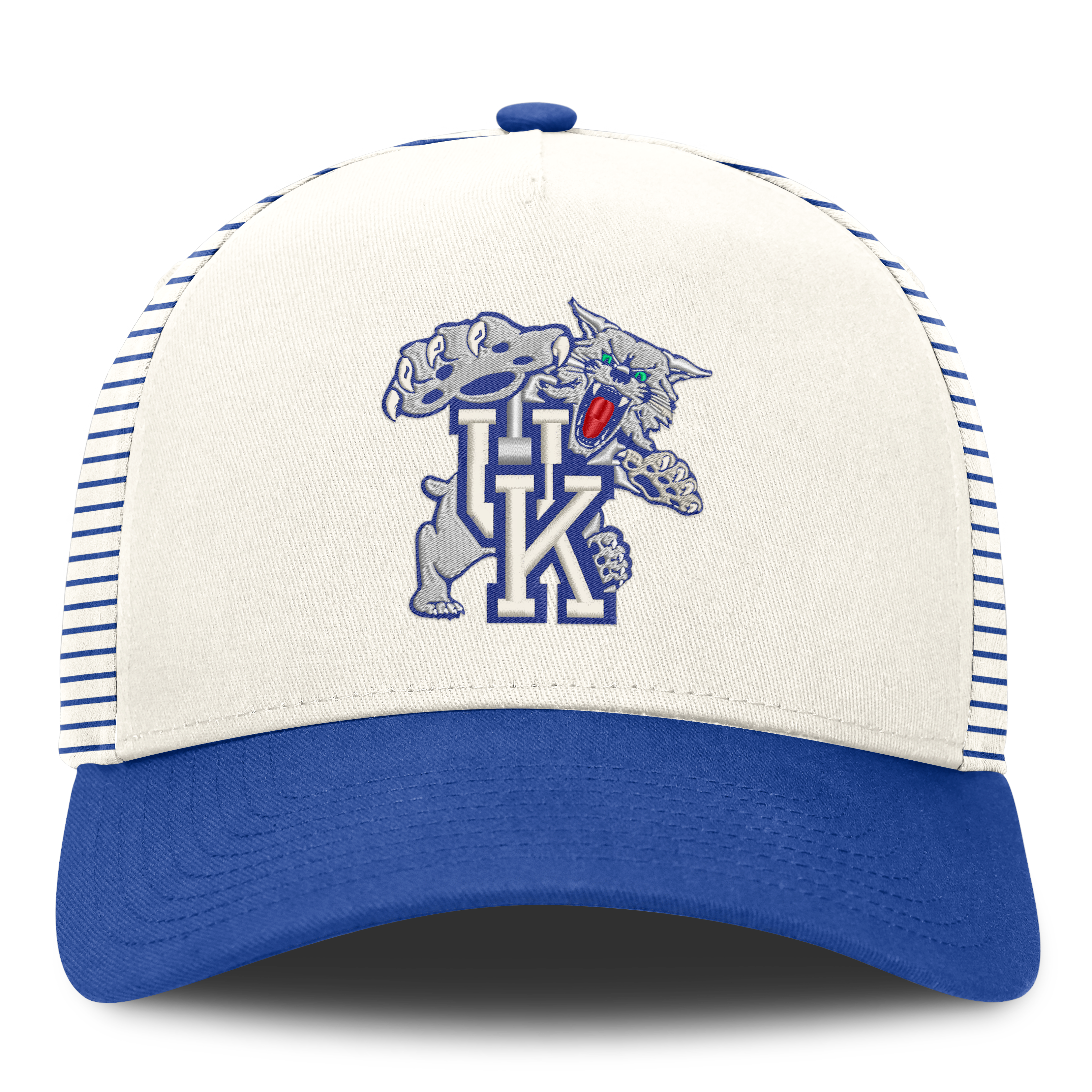 Casquette unisexe Nike blanche/bleu roi Kentucky Wildcats Vault rayée à taille ajustable