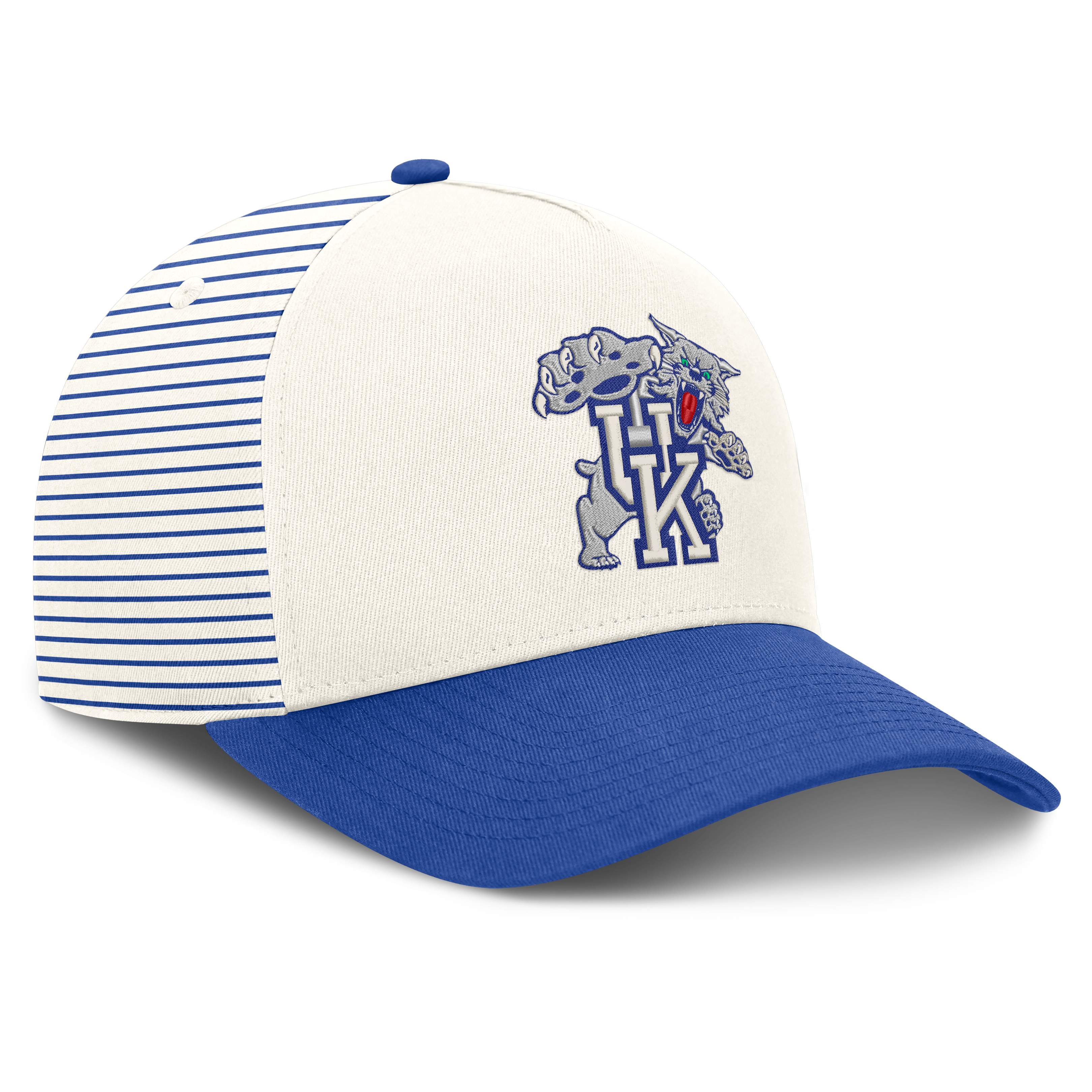 Casquette unisexe Nike blanche/bleu roi Kentucky Wildcats Vault rayée à taille ajustable