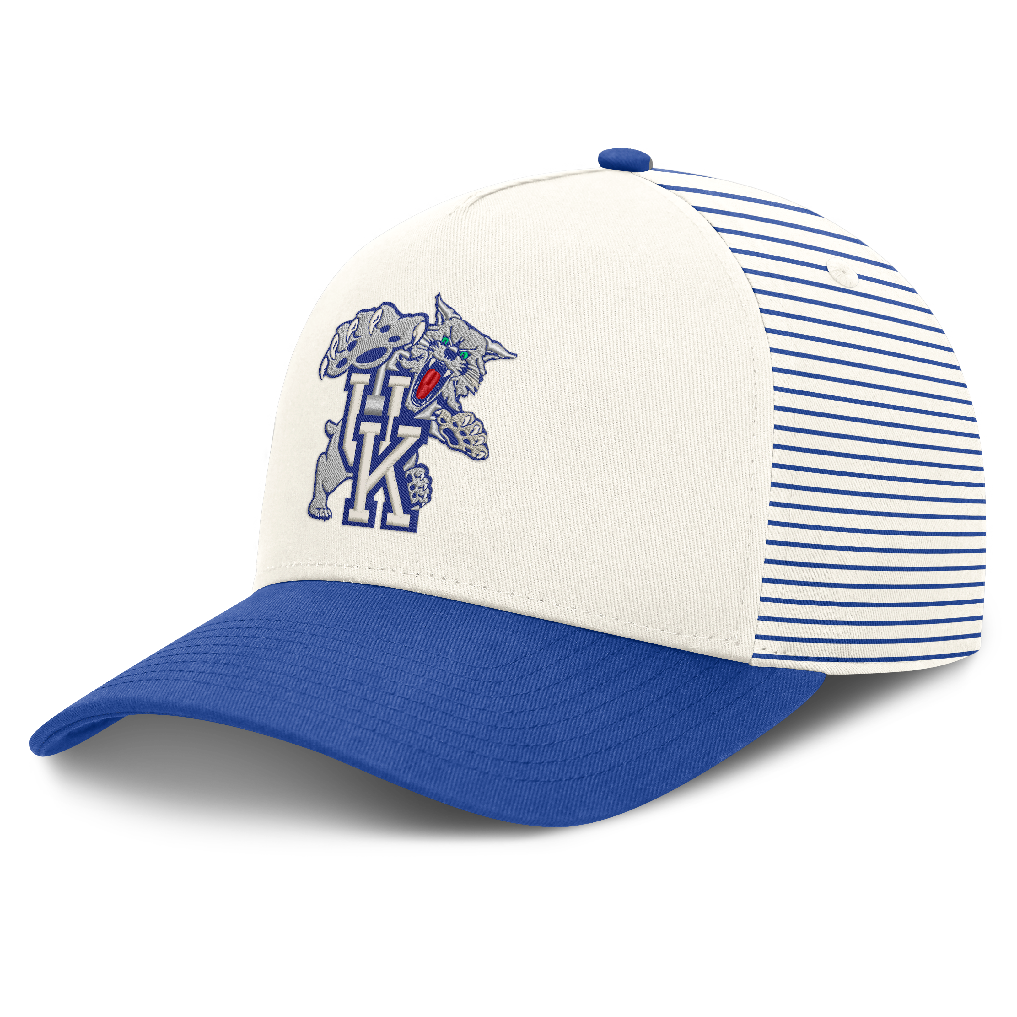 Casquette unisexe Nike blanche/bleu roi Kentucky Wildcats Vault rayée à taille ajustable