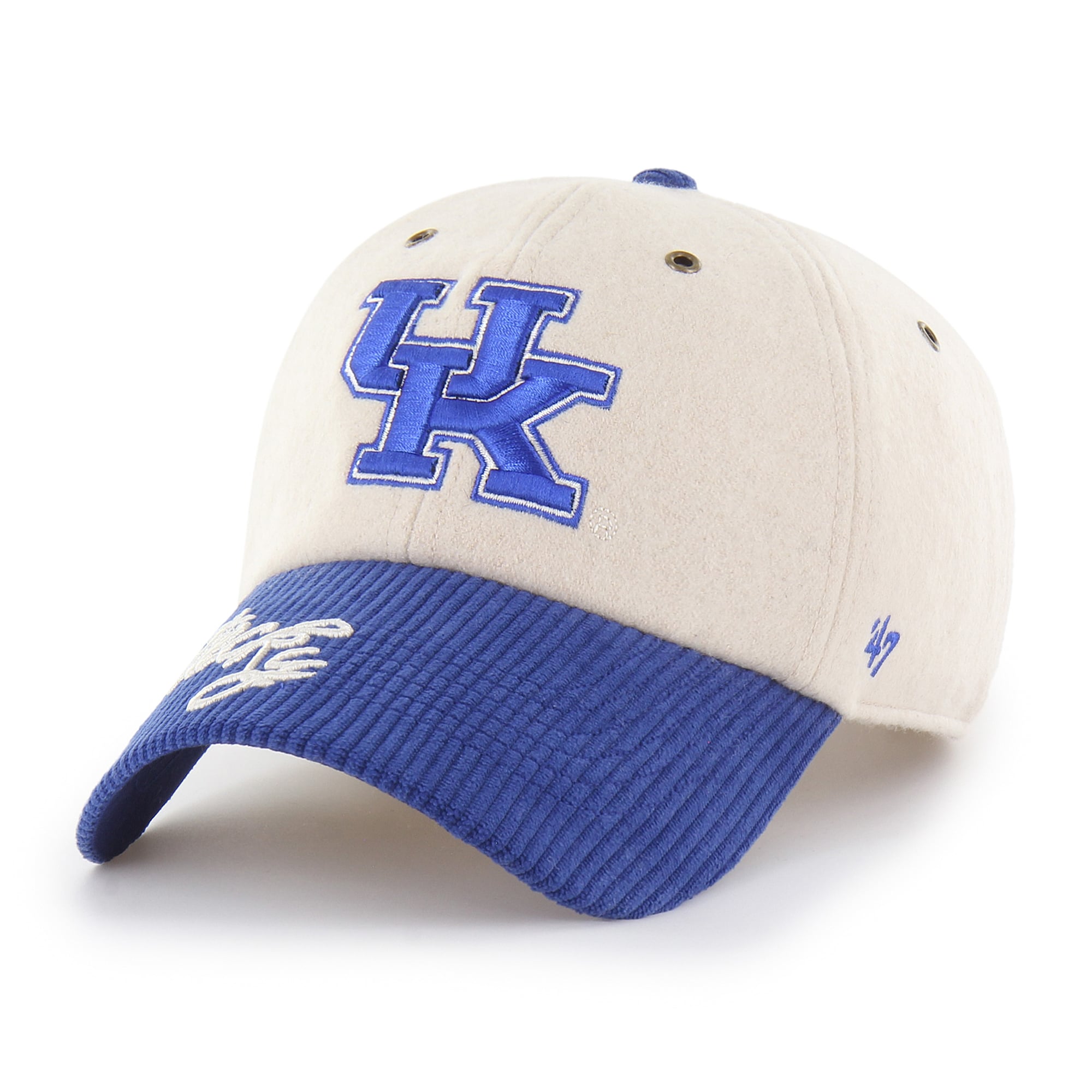 Women's '47 Cream/Royal Kentucky Wildcats Rope Script Clean Up Adjustable Hat