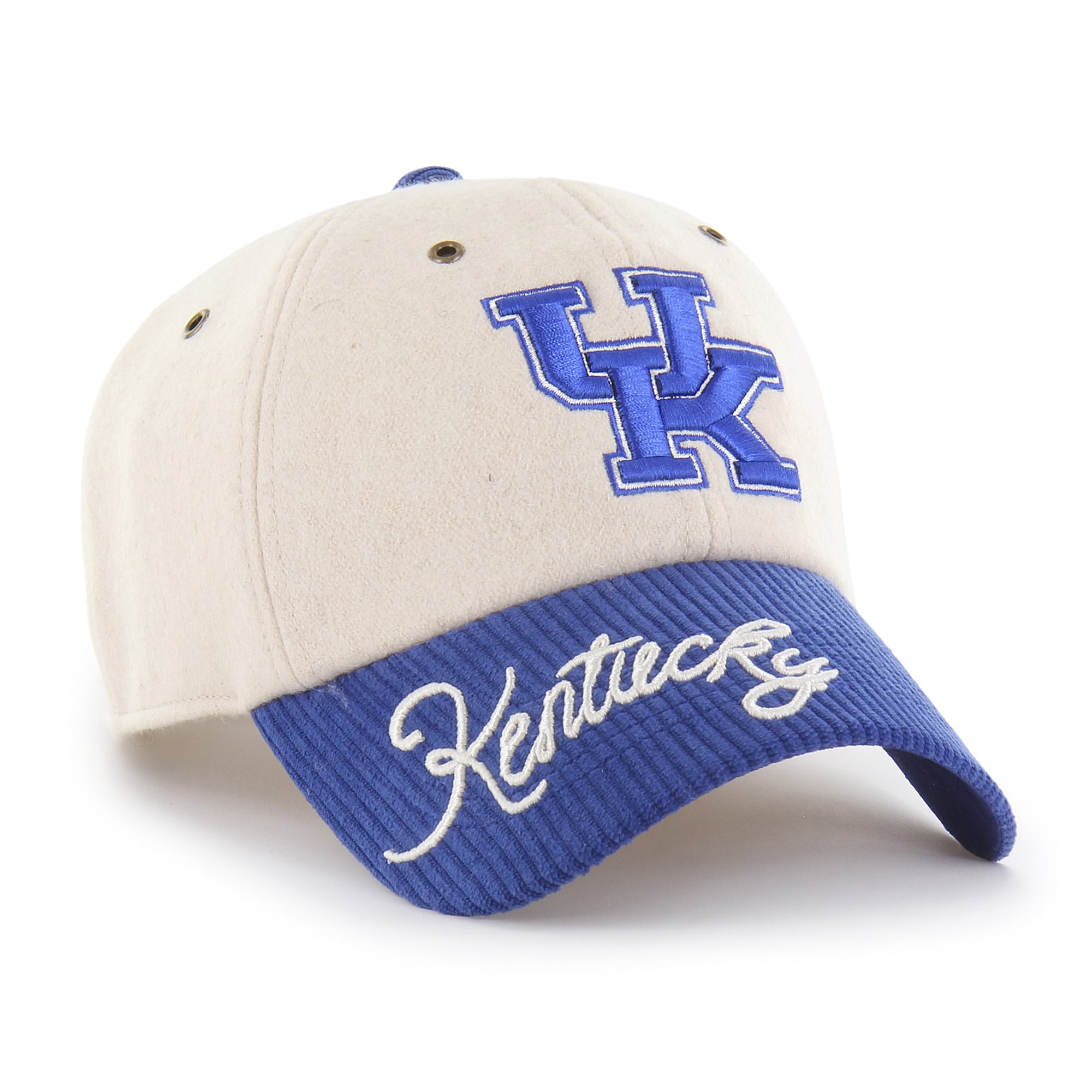Women's '47 Cream/Royal Kentucky Wildcats Rope Script Clean Up Adjustable Hat