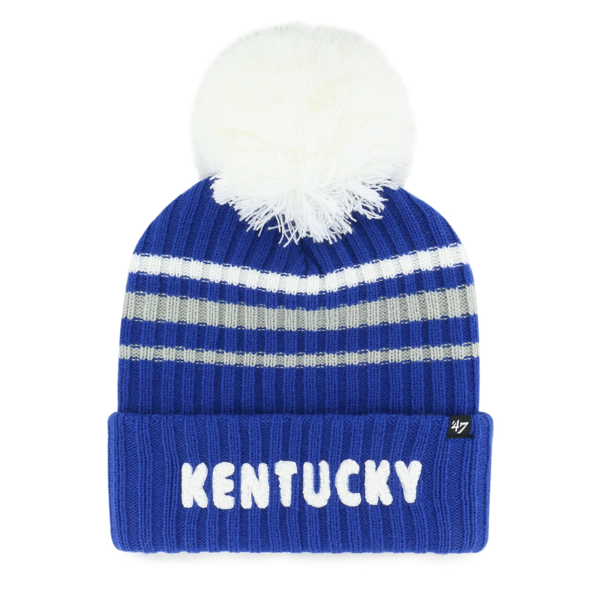 Bonnet tricoté à pompon et inscription duveteuse « Royal Kentucky Wildcats » pour femme (édition spéciale 47)