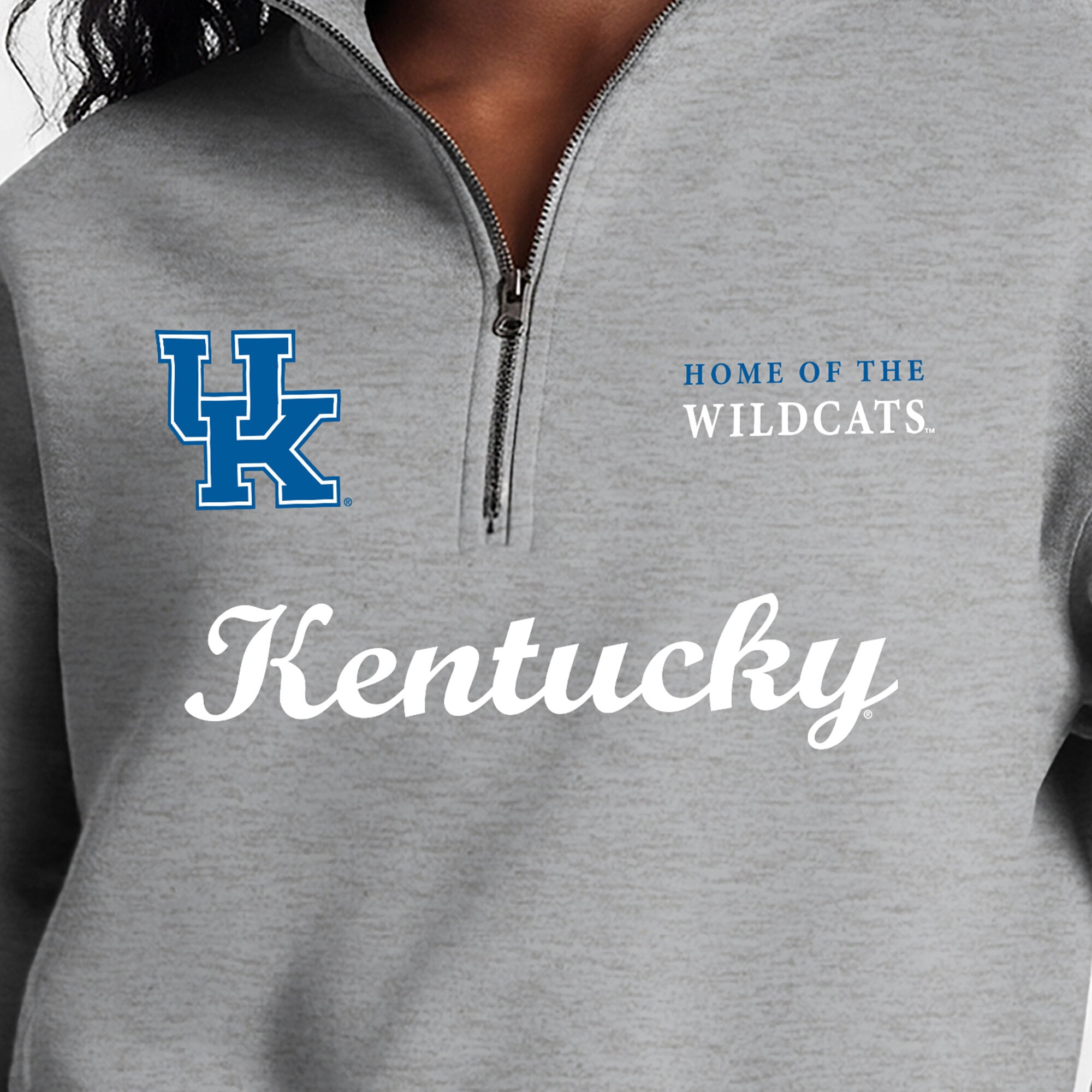 Women's Champion Gray Kentucky Wildcats Academic Triumph Quarter-Zip Tri-Blend Pullover