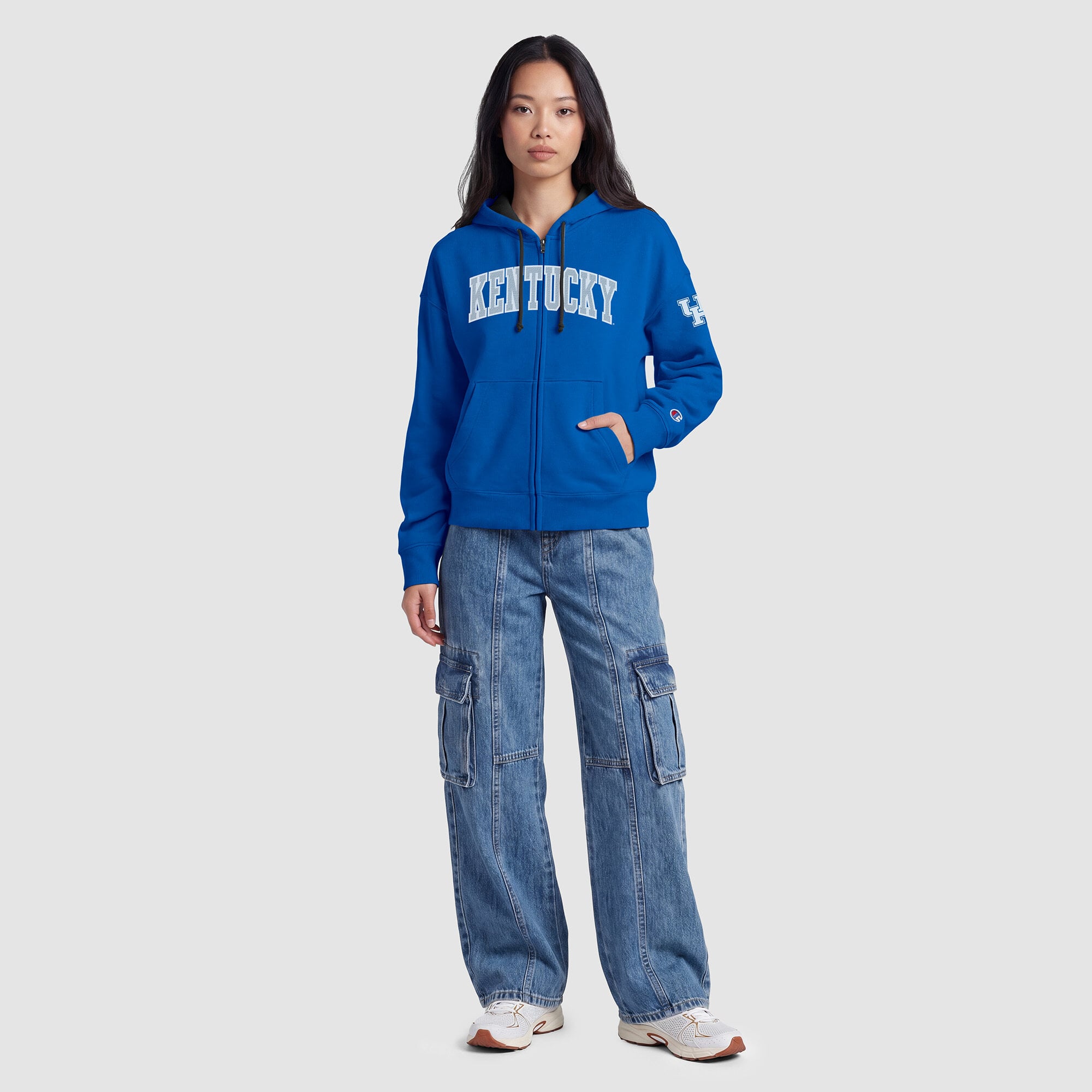 Women's Champion Royal Kentucky Wildcats Arch Full-Zip Fleece Hoodie