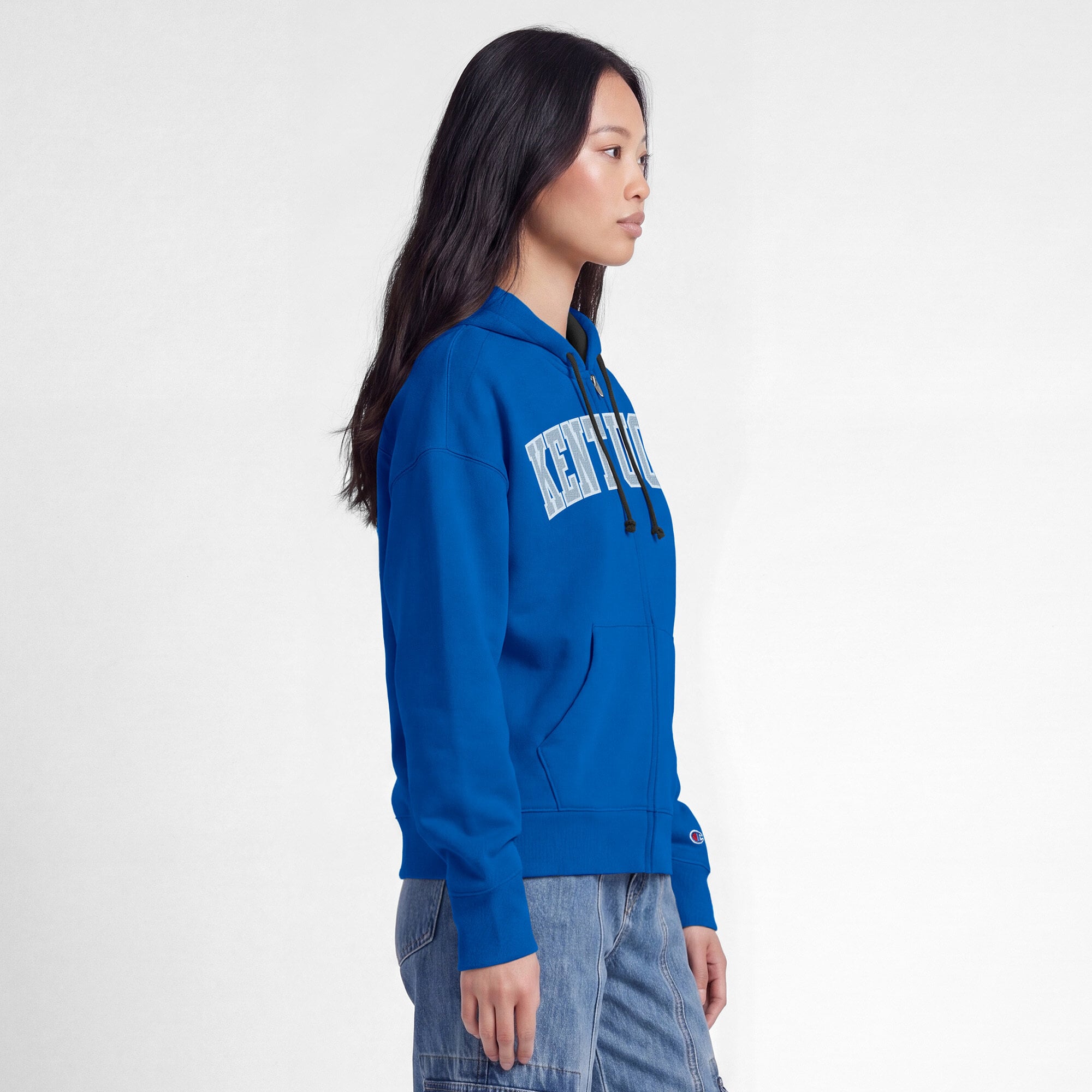 Women's Champion Royal Kentucky Wildcats Arch Full-Zip Fleece Hoodie