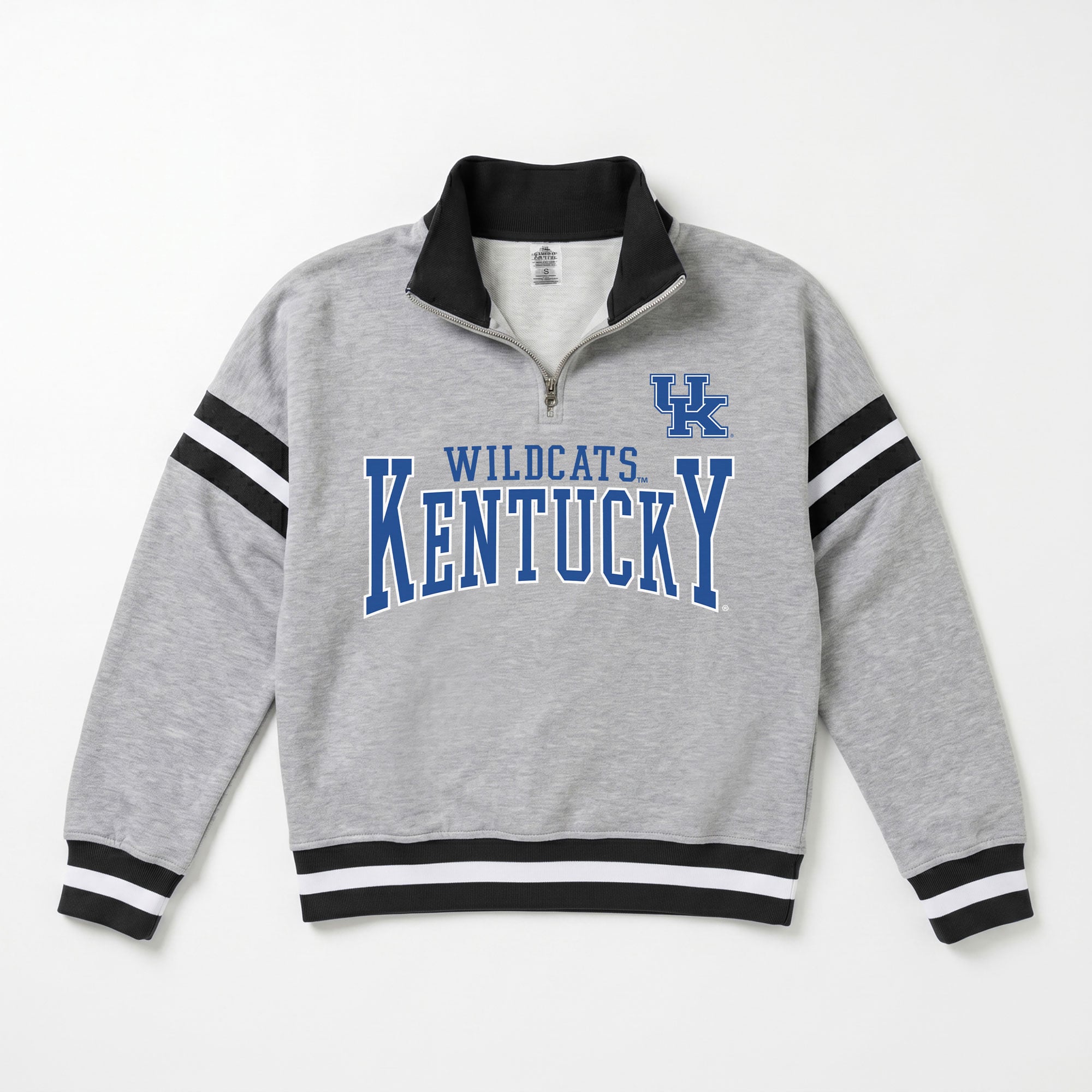 Pull à col zippé gris Kentucky Wildcats Hold the Line pour femme, collection Gameday Couture.