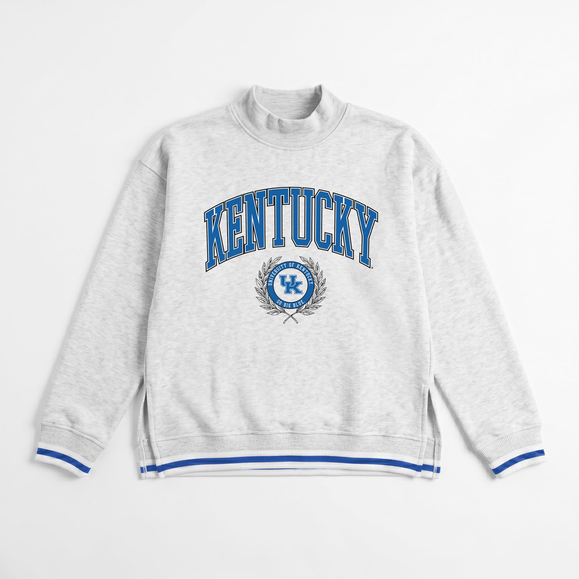 Women's Gameday Couture Gray Kentucky Wildcats Rally Point Contrast Stripe Mock Neck Sweatshirt