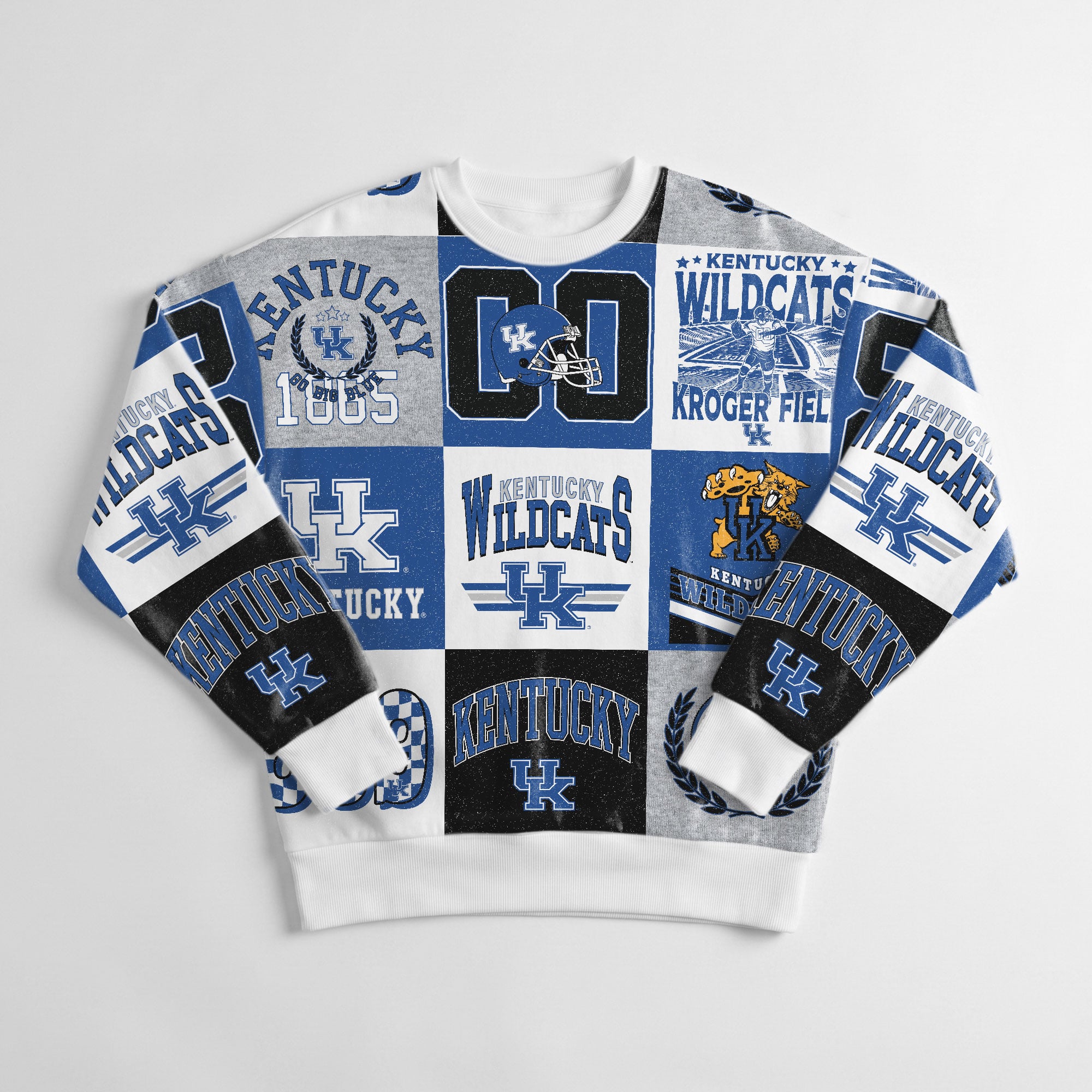 Pull à manches longues patchwork « Highlight Reel » des Royal Kentucky Wildcats pour femmes, collection Gameday Couture