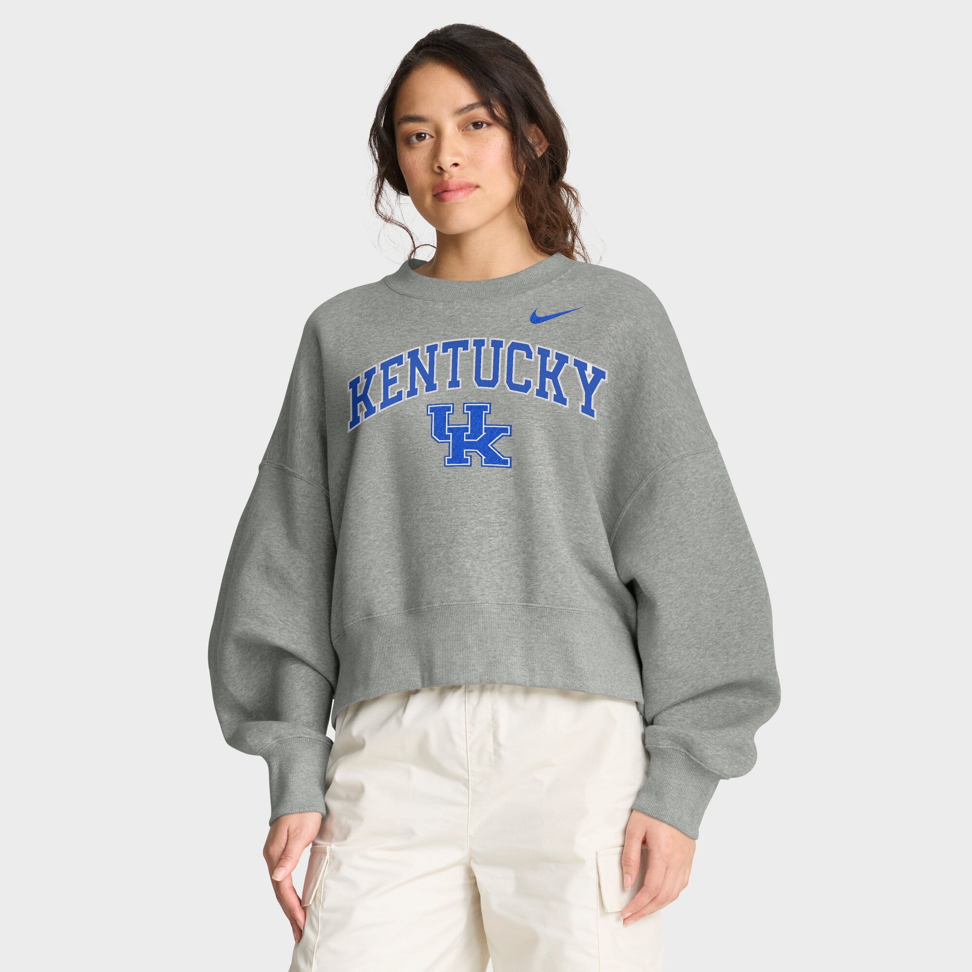 Sweat-shirt oversize Nike pour femme, gris chiné, motif arche du Phénix, Kentucky Wildcats