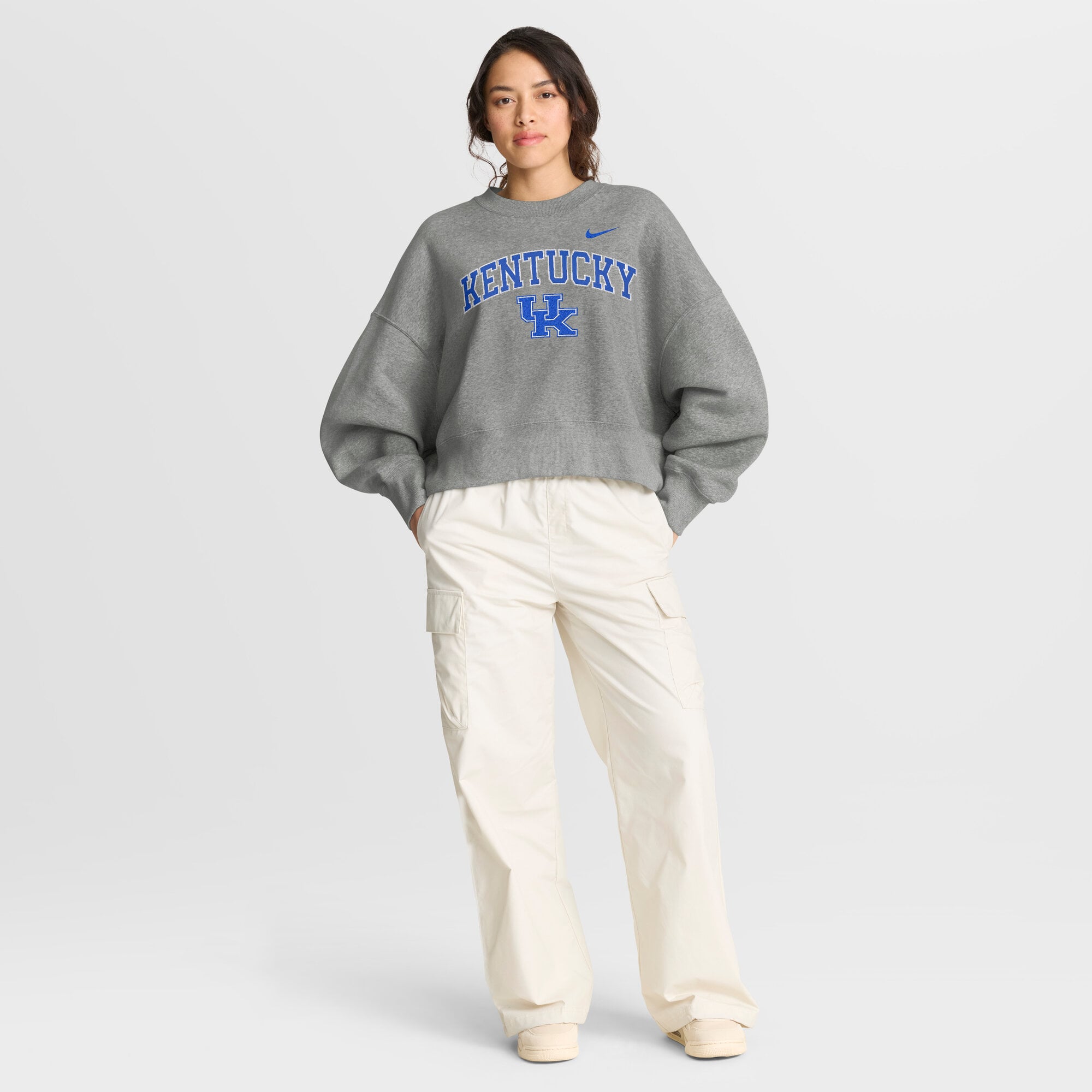 Sweat-shirt oversize Nike pour femme, gris chiné, motif arche du Phénix, Kentucky Wildcats