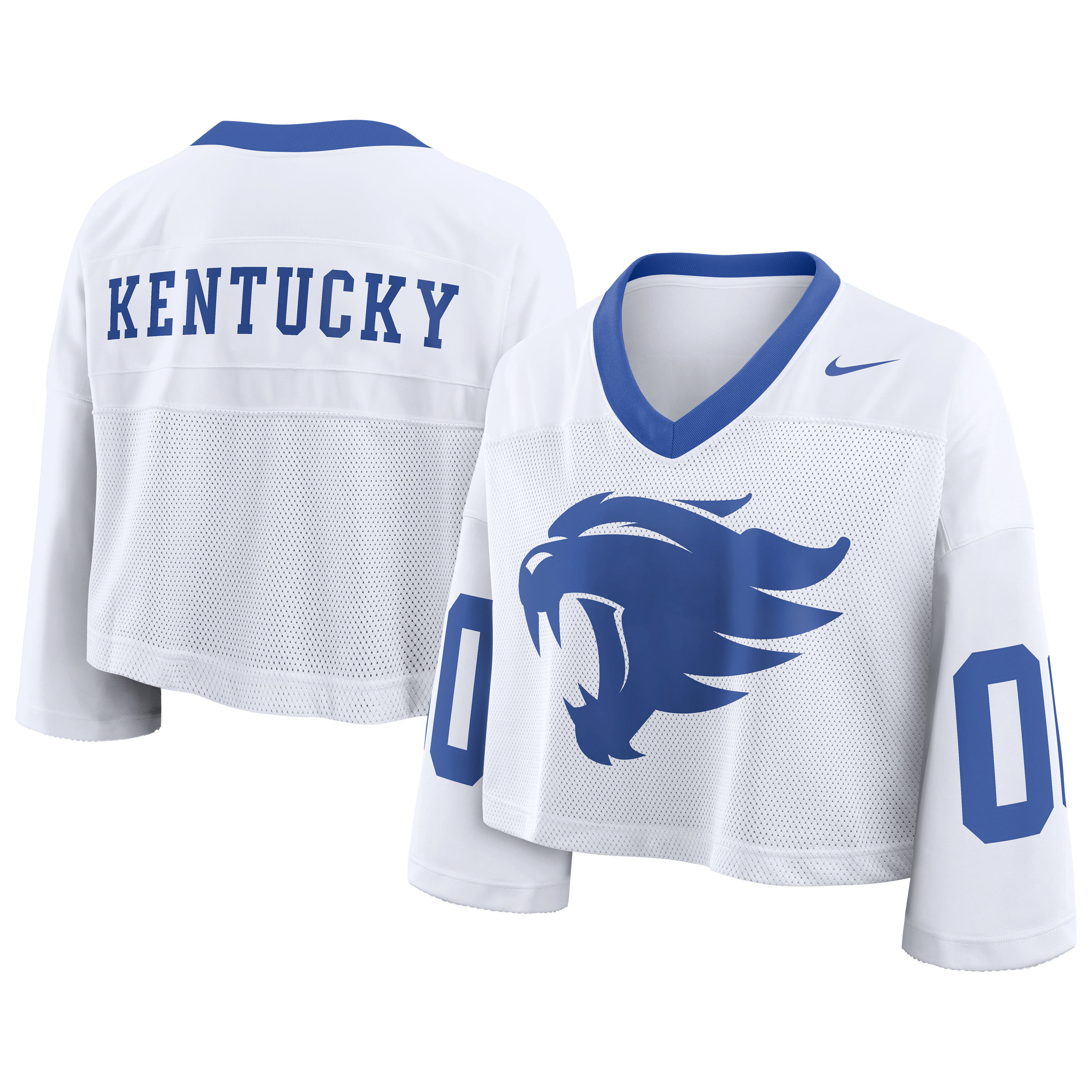 Women's Nike White Kentucky Wildcats Oversized Logo Cropped Fashion Jersey