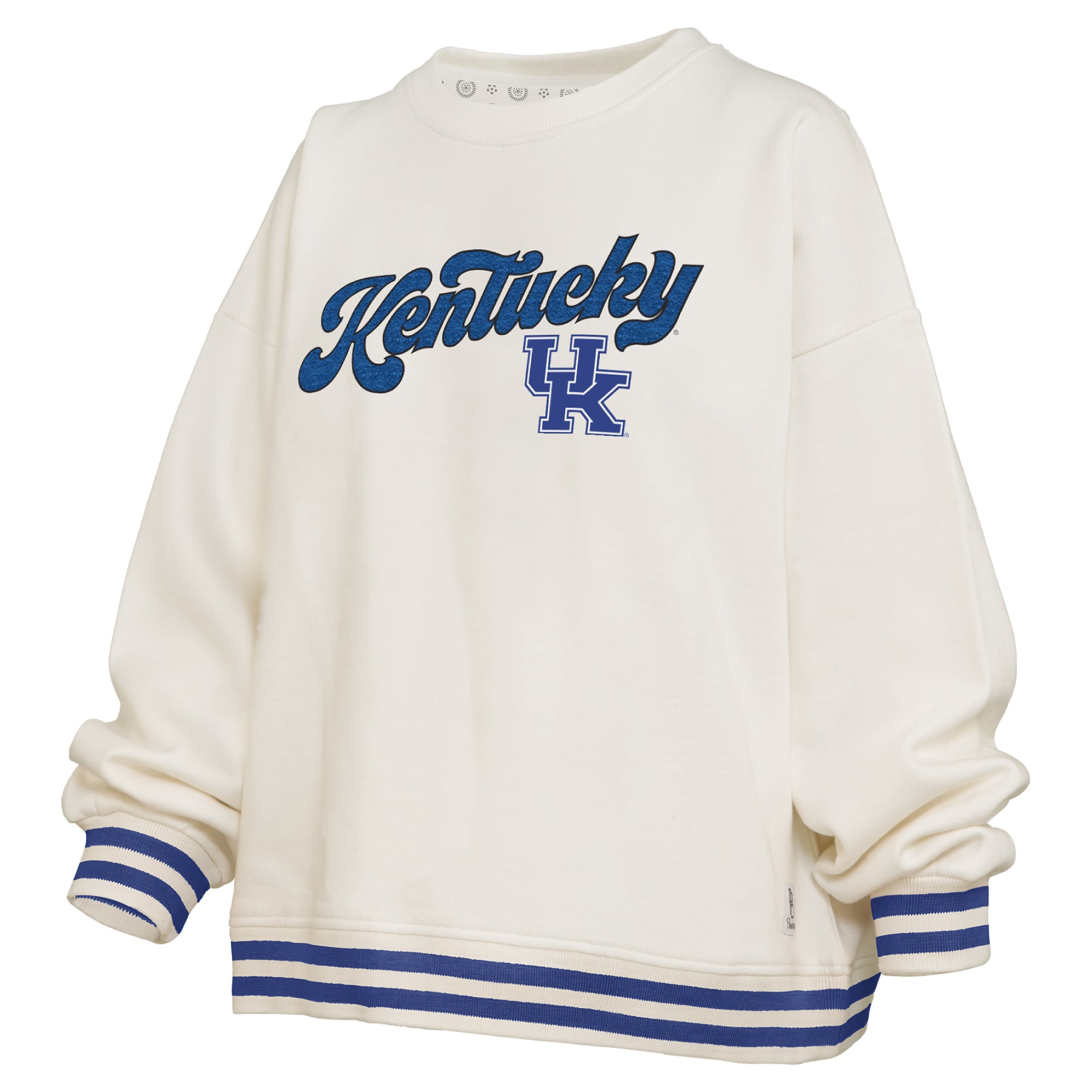 Sweat-shirt côtelé en chenille crème Pressbox Kentucky Wildcats Bonanza pour femme